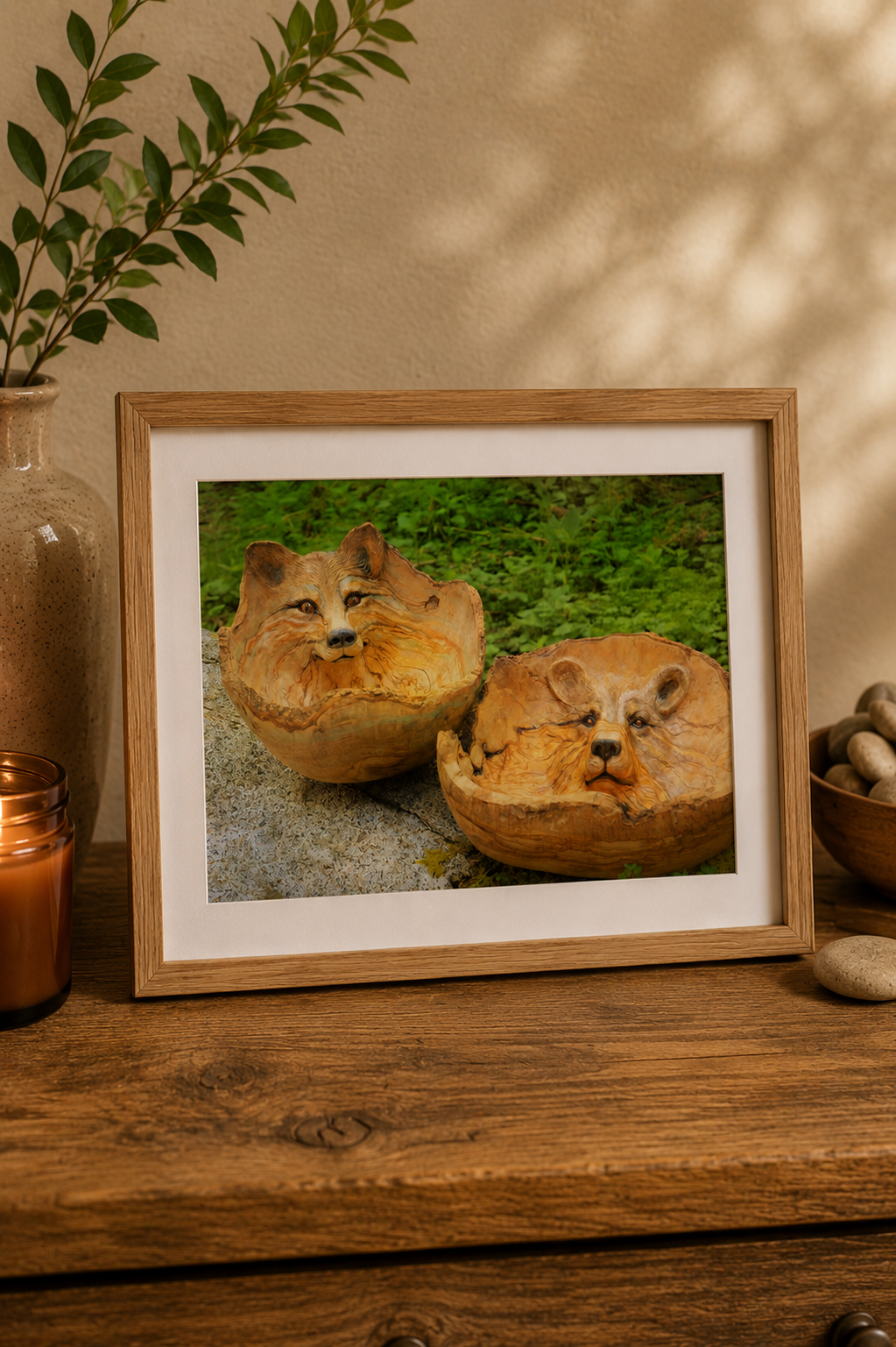 Fox and Bear Bowl | Wildlife Art Card | Nature Inspired Greeting Card