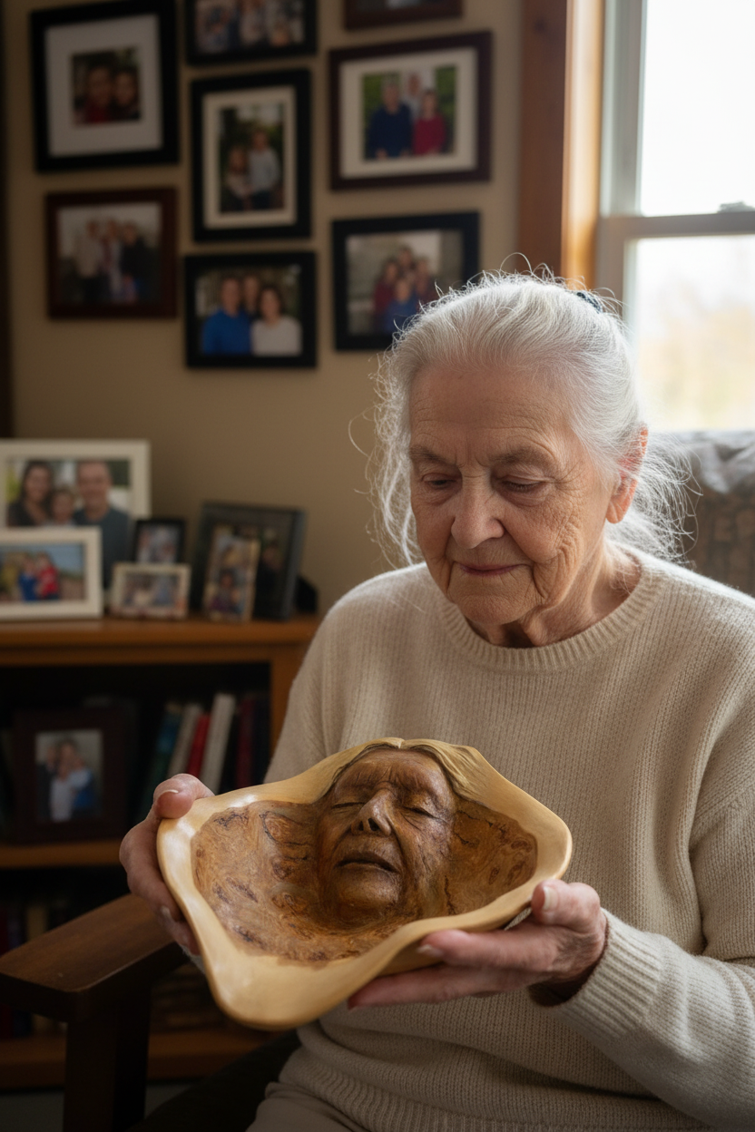 Wisdom Bowl, Wooden Burl Bowl sculpture, By Debra Bernier, Shaping Spirit
