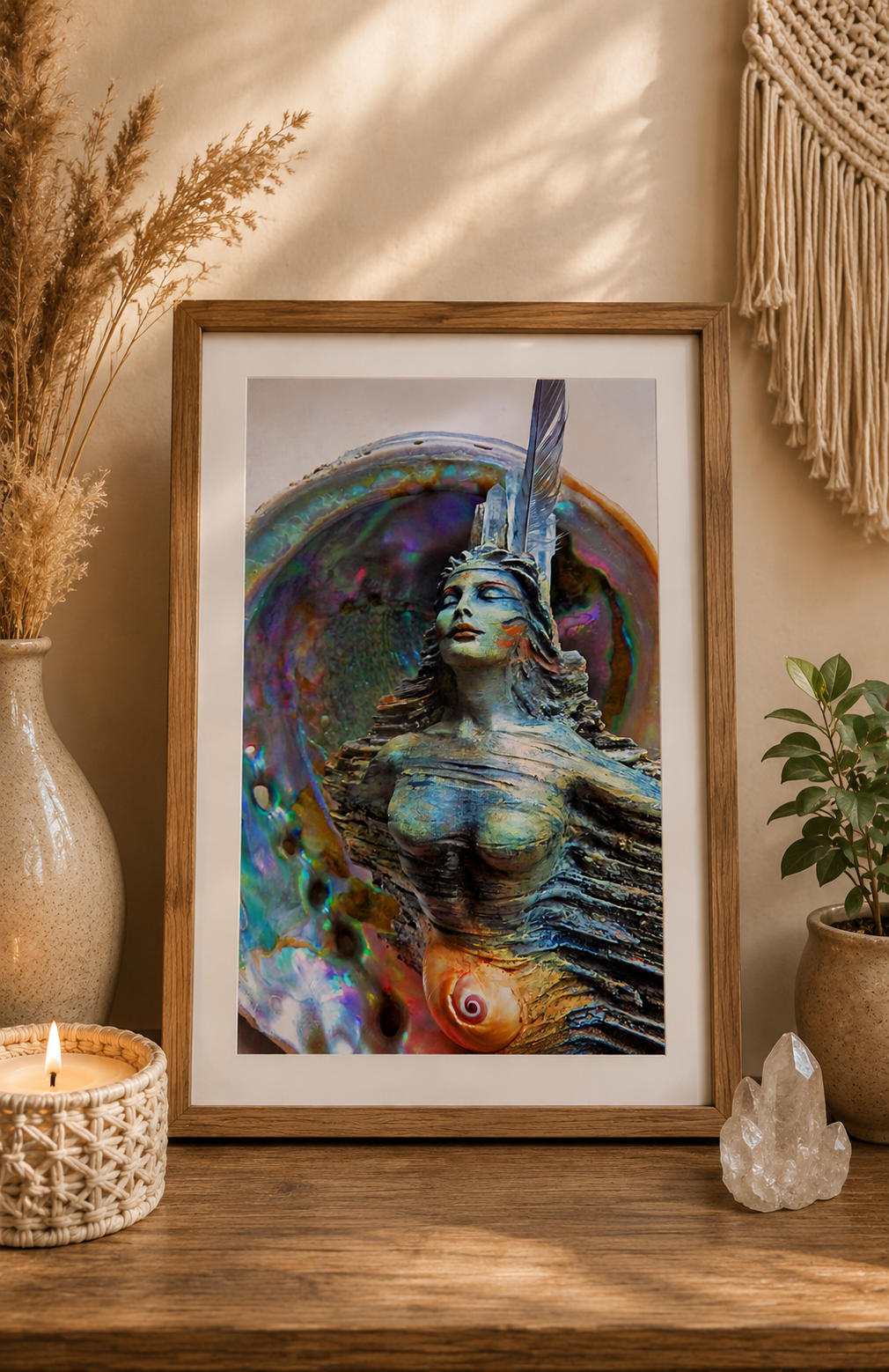 Spirit Woman Talking Stick | Ceremonial Art Card | Spiritual Greeting Card
