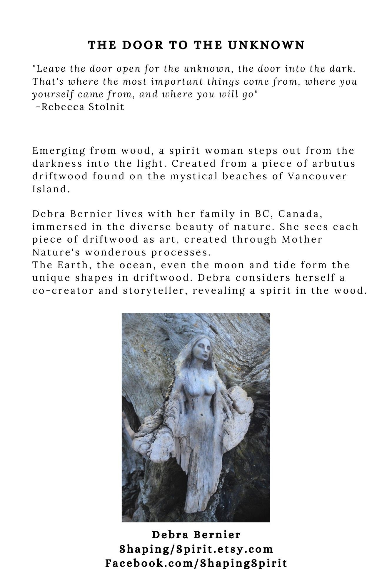 backside of inspirational art card featuring meaningful spiritual artwork by Debra Bernier