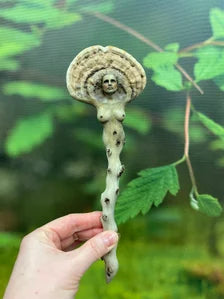 Mushroom Woman Wand, Driftwood Fungi Sculpture