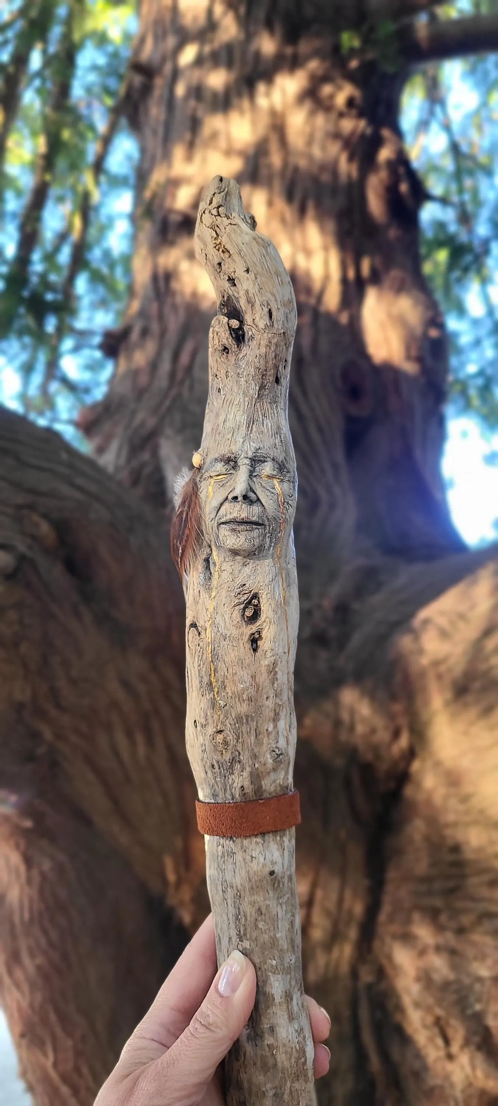Golden Tears Elder Stick, Driftwood Sculpture