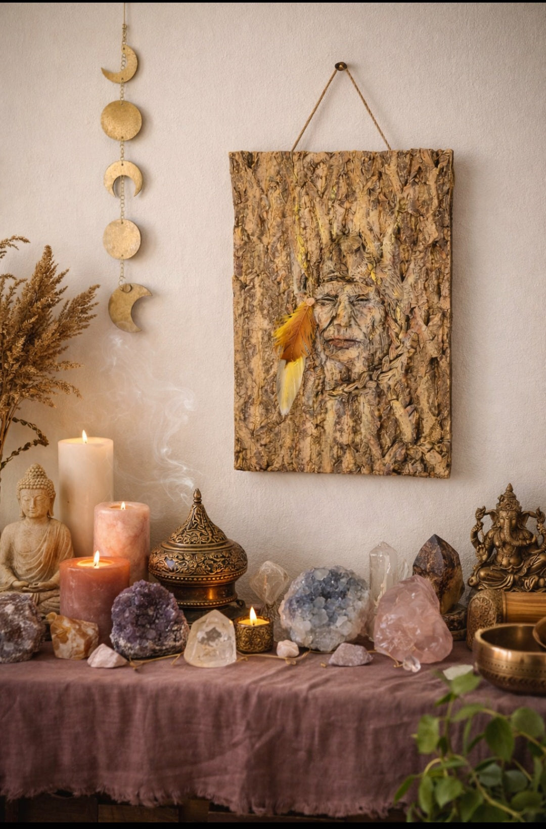 Raven Spirit of the Forest, Tree Bark Sculpture | Woodland Spiritual Art