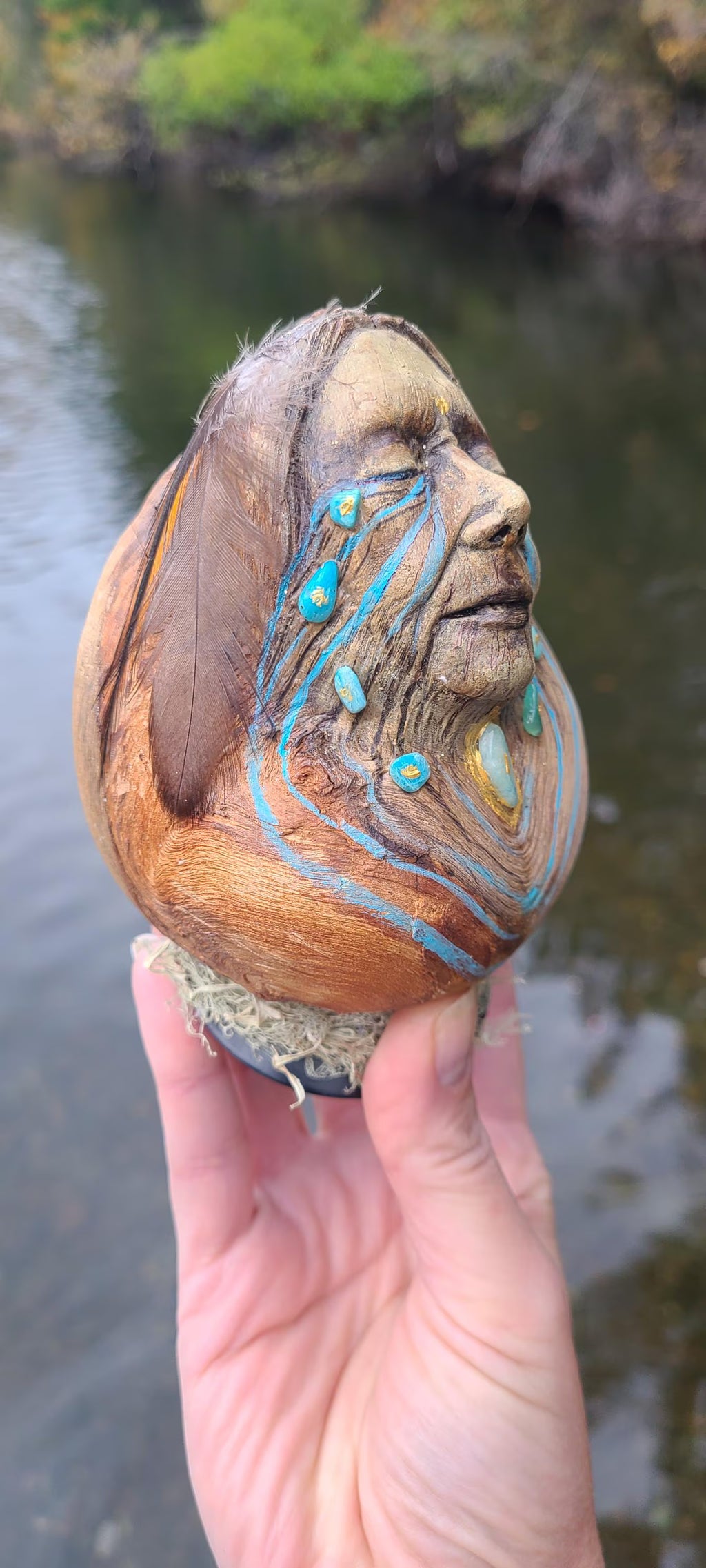The Older I Get, The More Beautiful Life Becomes, Wood Burl Woman, Turquoise Stone Tears by Shaping Spirit, Debra Bernier