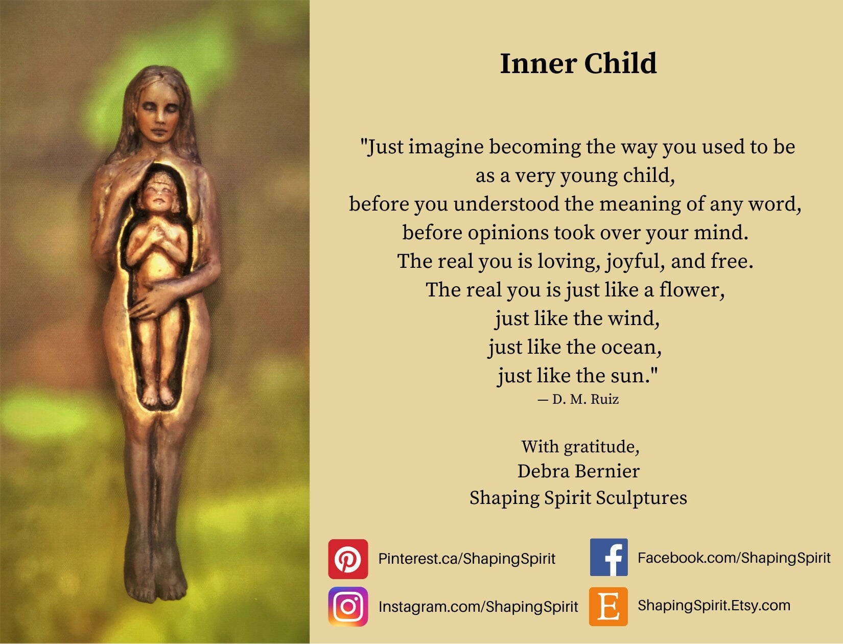 Inner Child, Self Love, Healing Daughter Sculpture, by Debra Bernier, Shaping Spirit