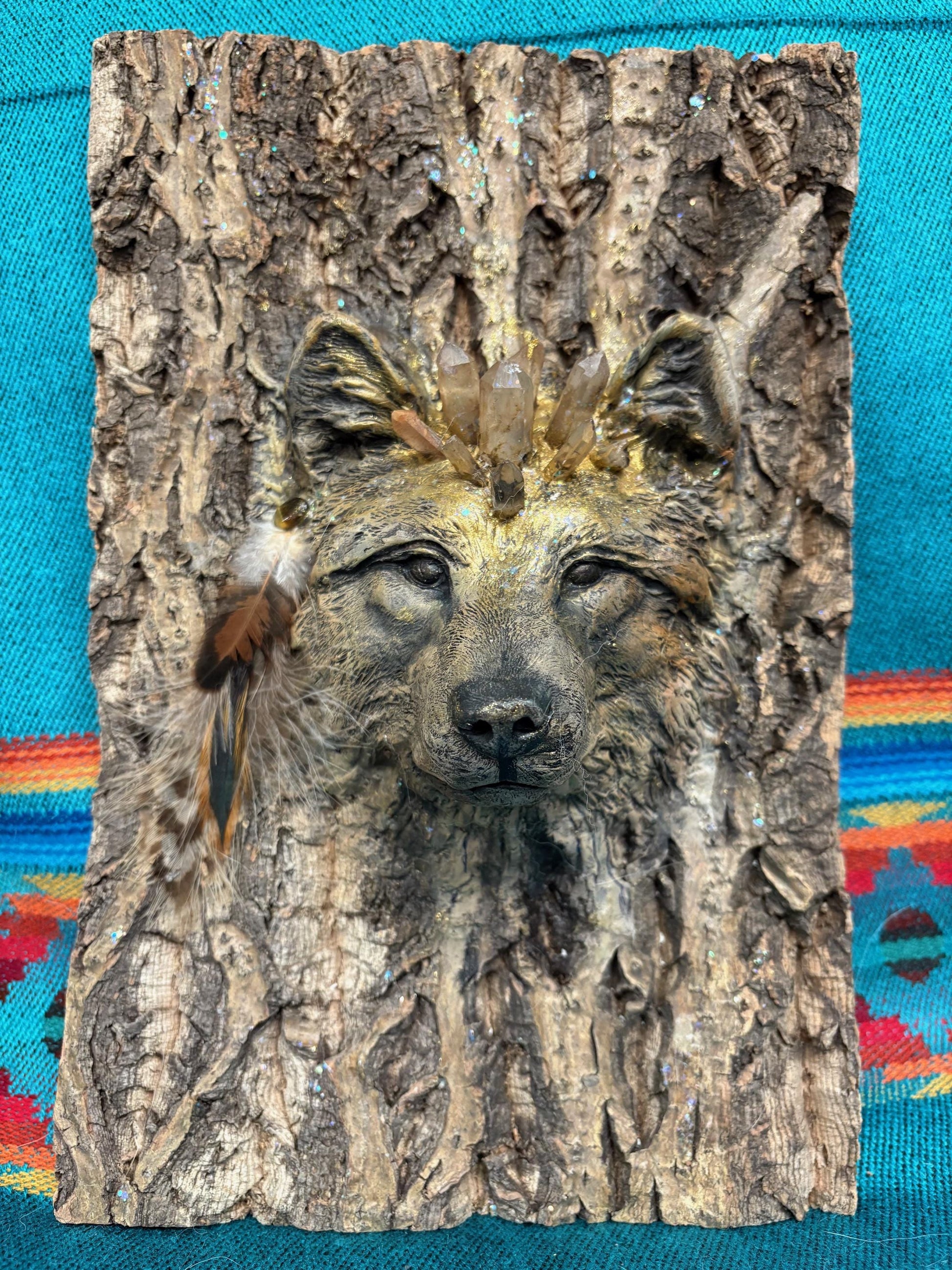 Fox Spirit Animal, Wisdom of the Trees, Sculpture by Debra Bernier Shaping Spirit