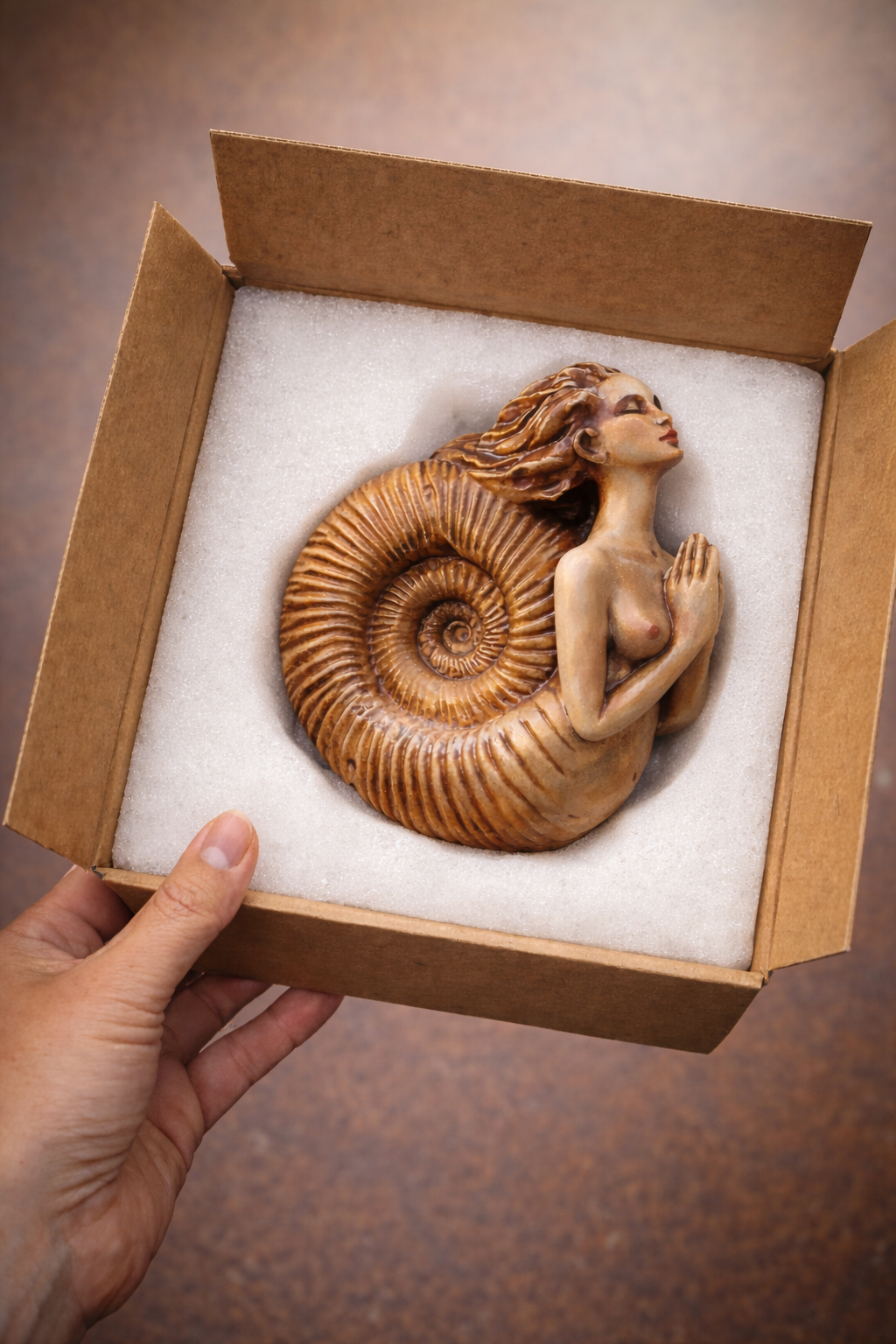 Ammonite Woman Sculpture – Meaningful Spiritual Art Gift for Healing, Wisdom & Home Decor