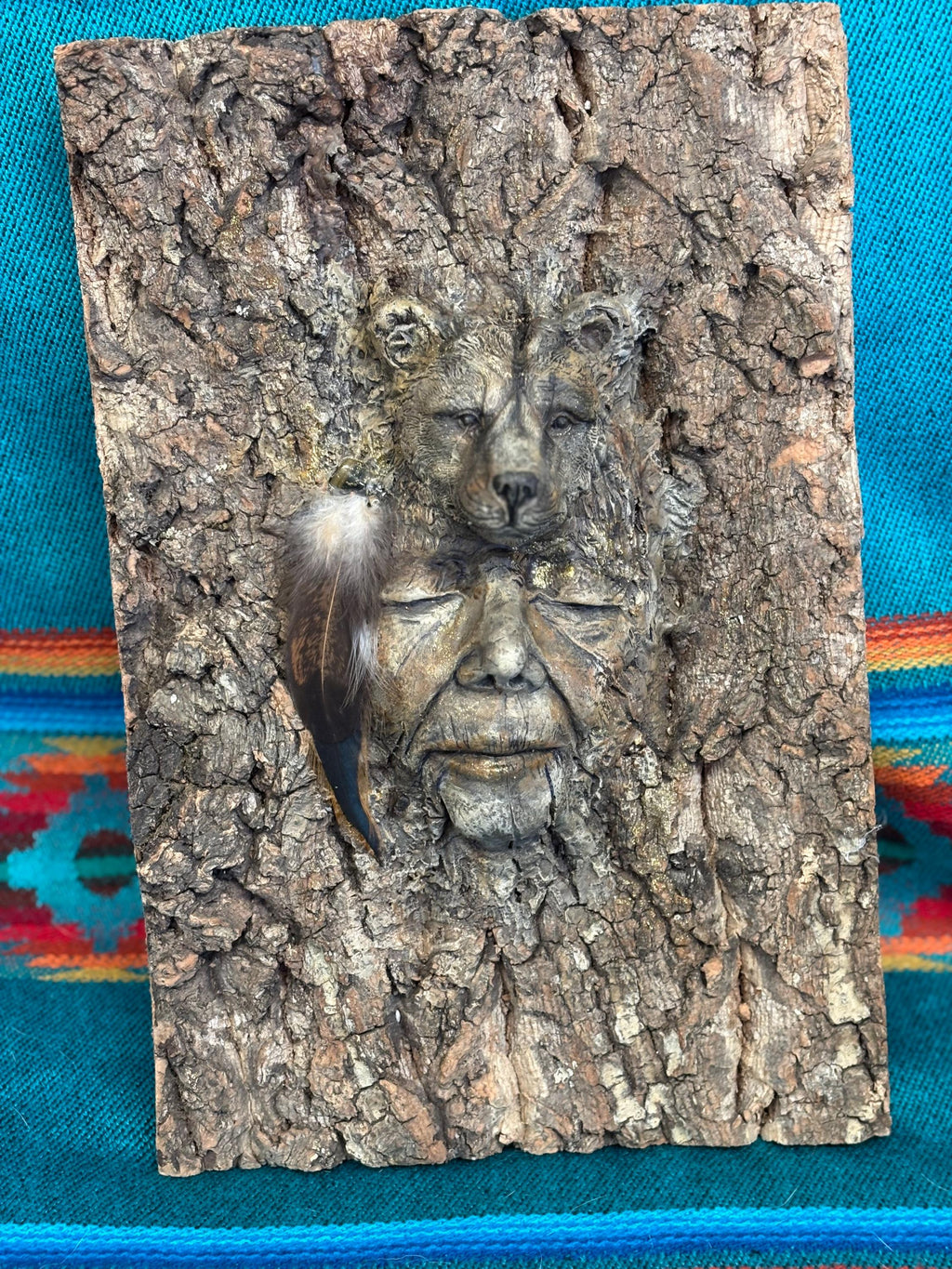 Raven Crow, Elder Native Man, Wisdom of the Trees, Spirit Animal, Sculpture by Debra Bernier