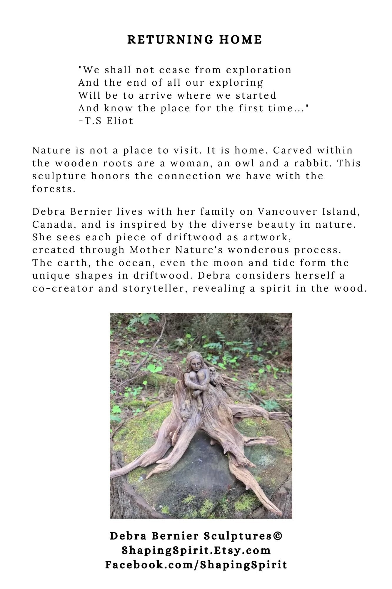 FREE SHIPPING - Art Card, Returning Home (To Nature), by Debra Bernier, Shaping Spirit
