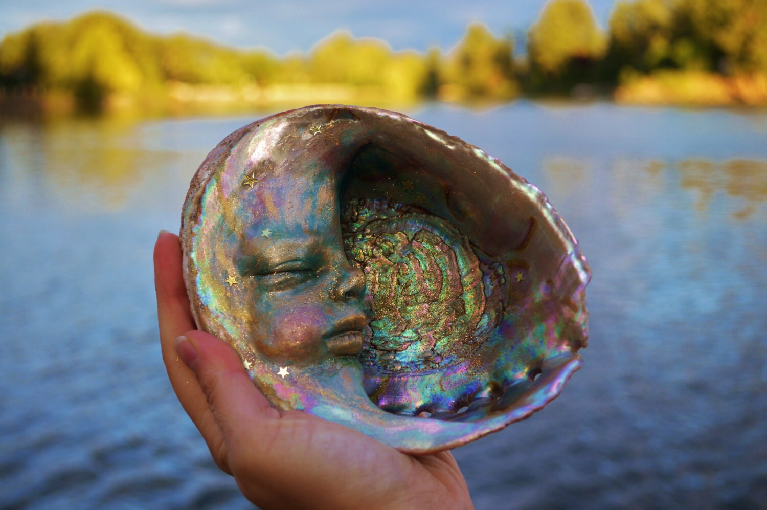 Baby Abalone Moon - Sculpture by Debra Bernier