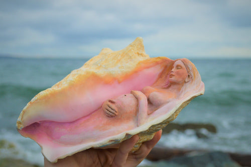 A Story To Tell, Pregnant Mother in Conch Shell By Debra Bernier, Shaping Spirit