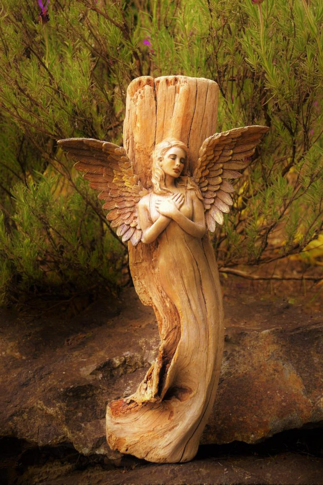 Art Card, Angel in Wood - FREE SHIPPING
