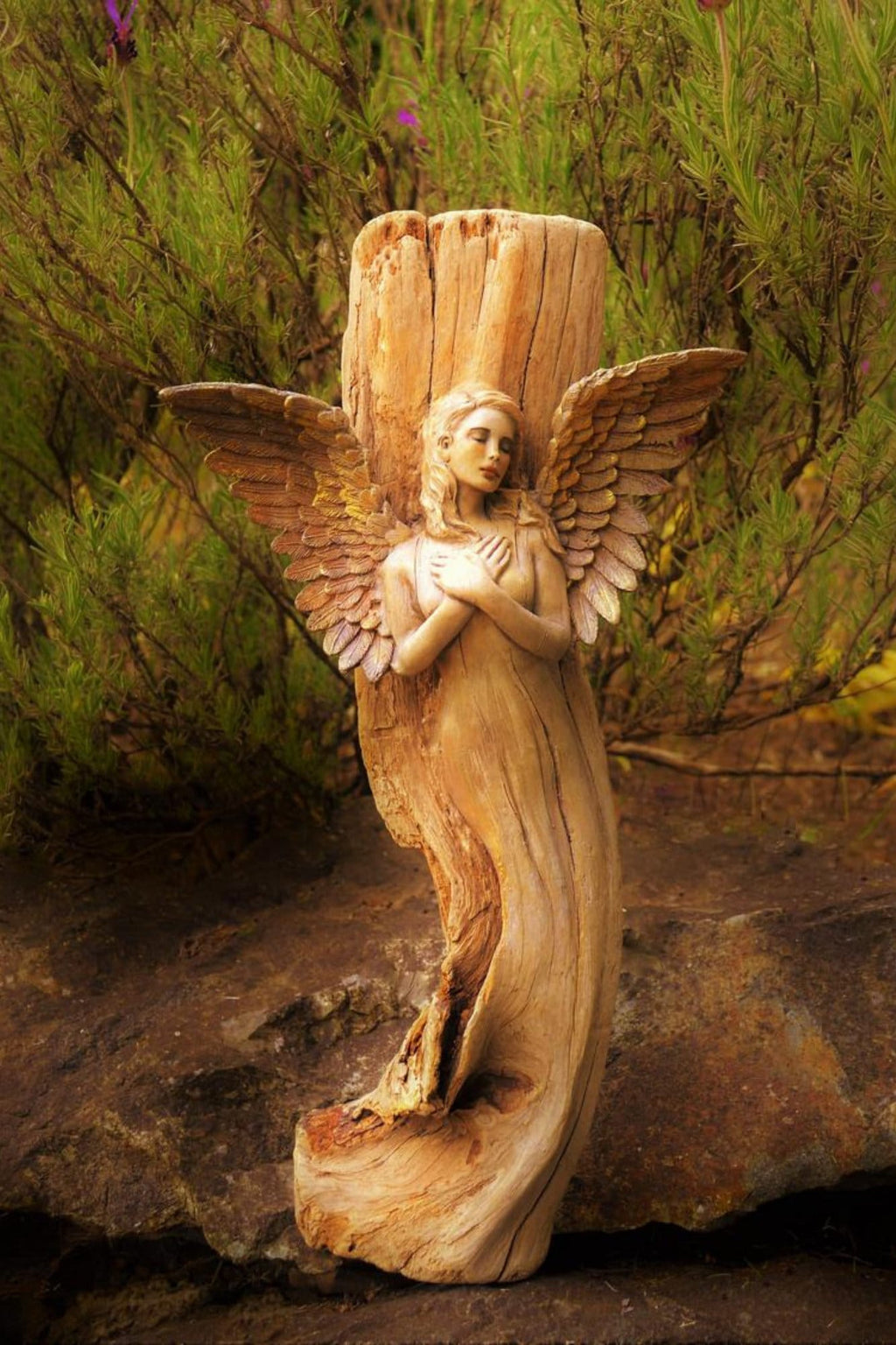 FREE SHIPPING - Art Card, Angel in Wood, by Debra Bernier, Shaping Spirit