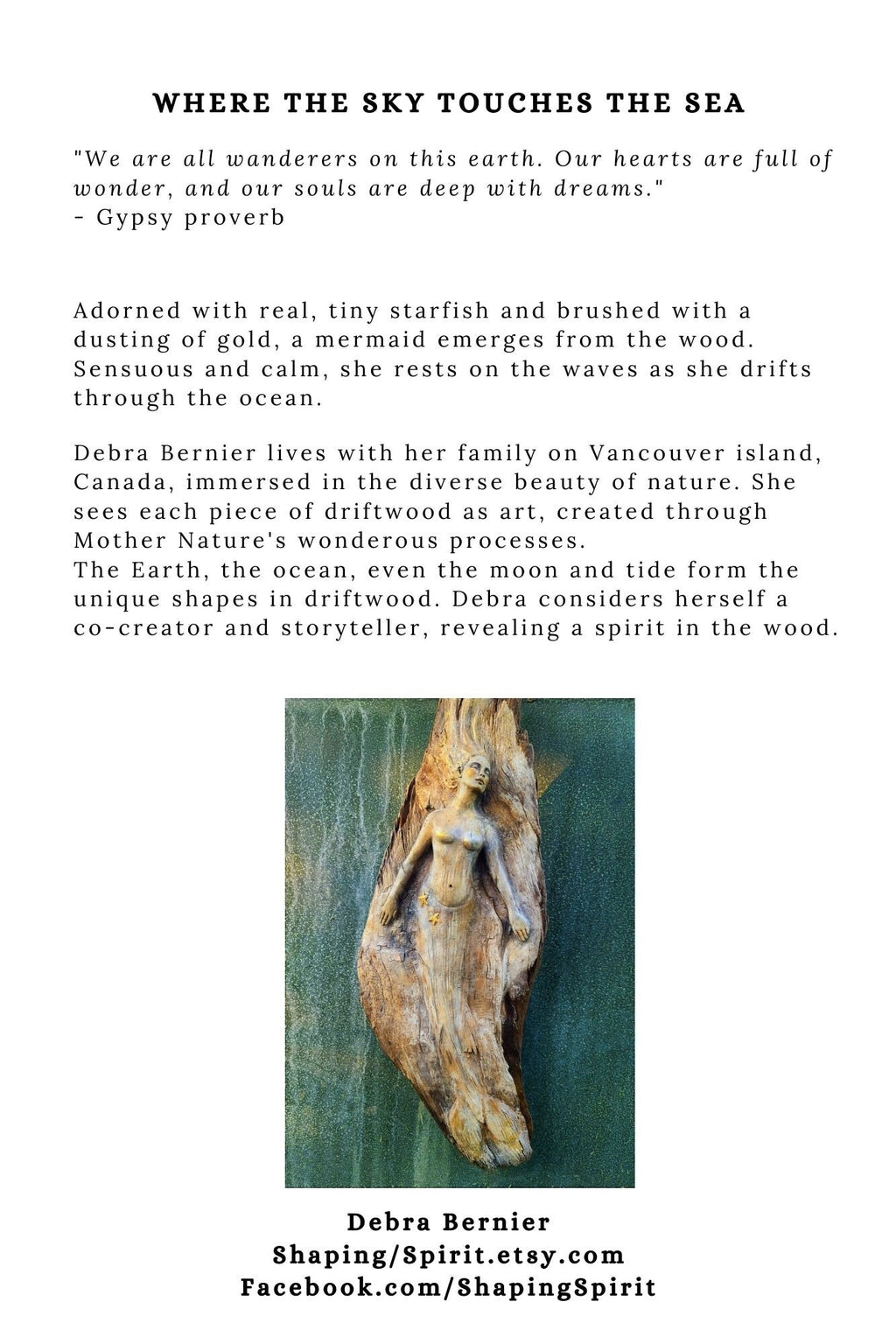 FREE SHIPPING - Art Card, Where the Sky Touches the Sea, by Debra Bernier, Shaping Spirit