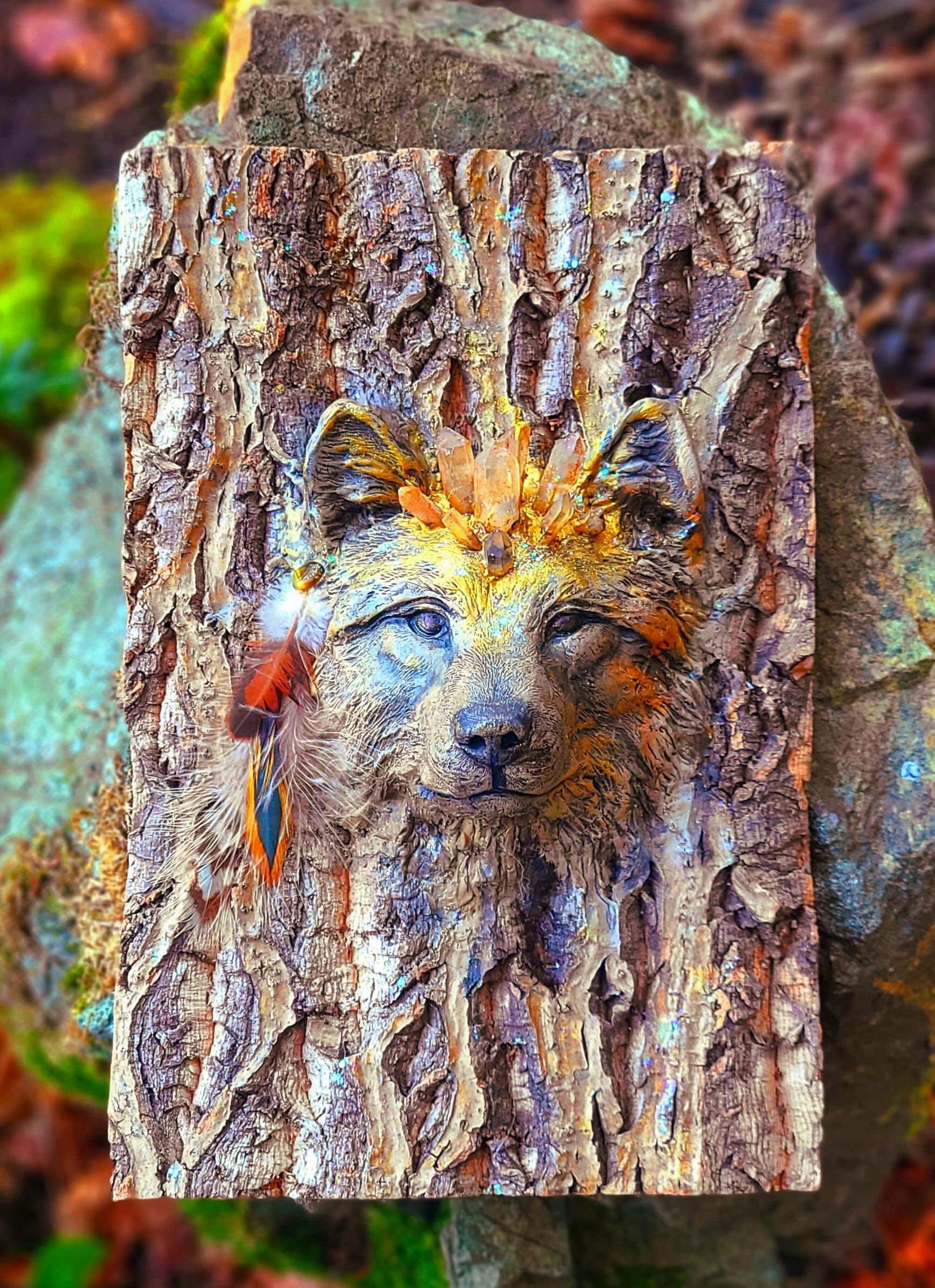 Fox Spirit Animal, Wisdom of the Trees, Sculpture by Debra Bernier Shaping Spirit