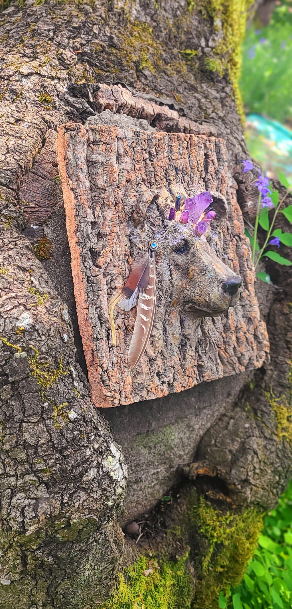 Bear Spirit Animal, Wisdom of the Trees, Bark, Sacred Art Sculpture by Debra Bernier