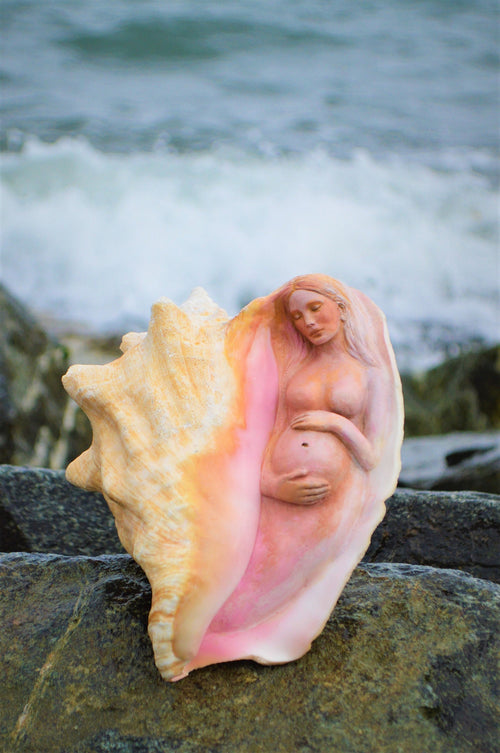 A Story To Tell, Pregnant Mother in Conch Shell By Debra Bernier, Shaping Spirit
