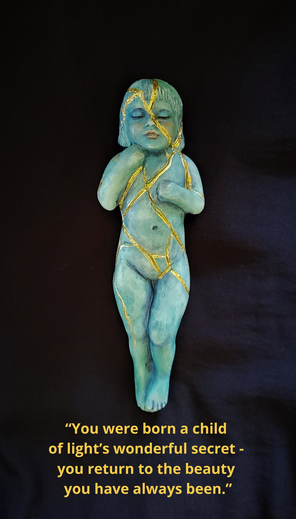Kintsugi Child, Pink, Healing Sculpture, Limited Edition Shaping Spirit, Debra Bernier