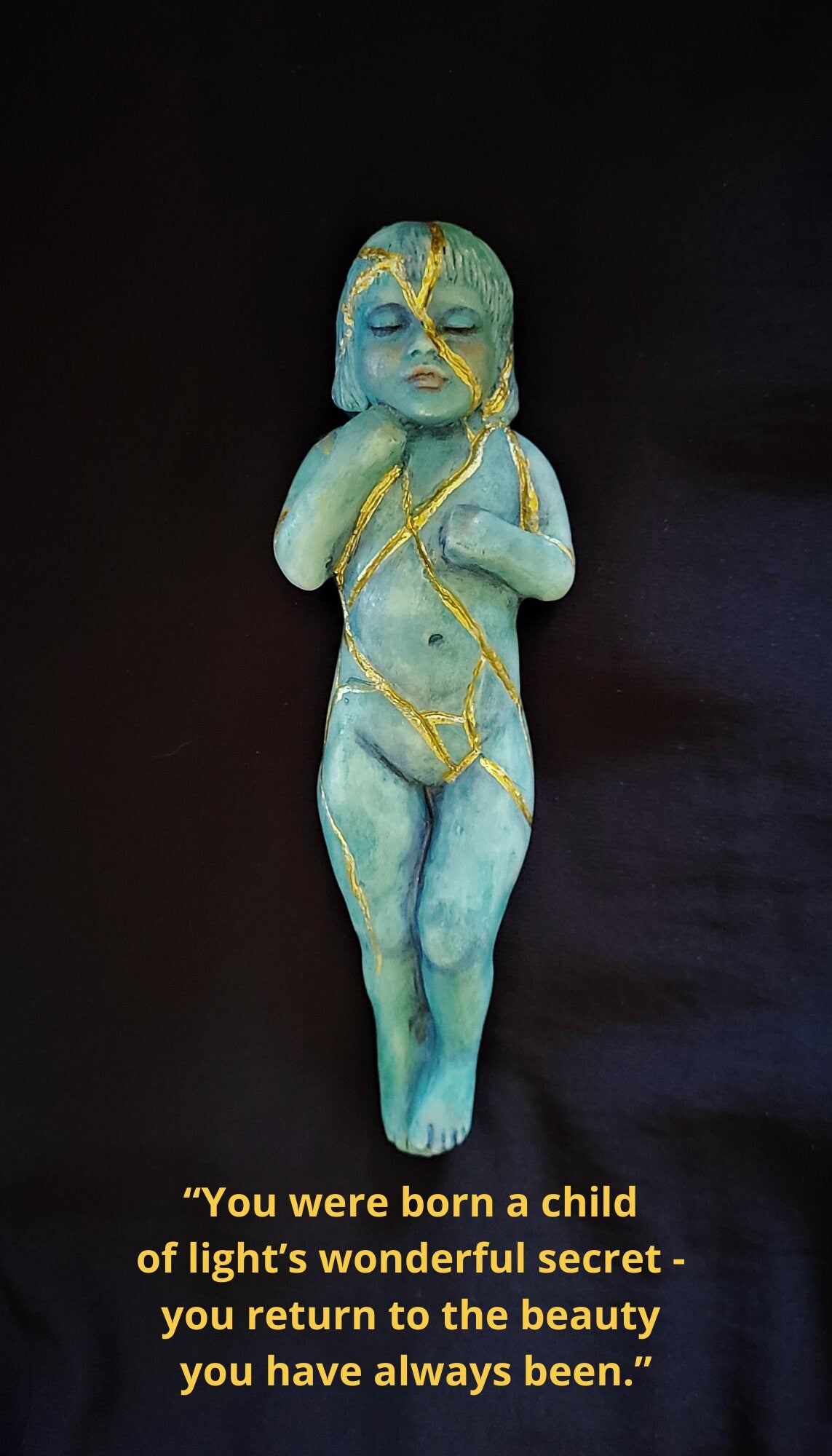 Kintsugi Child, Pink, Healing Sculpture, Limited Edition Shaping Spirit, Debra Bernier