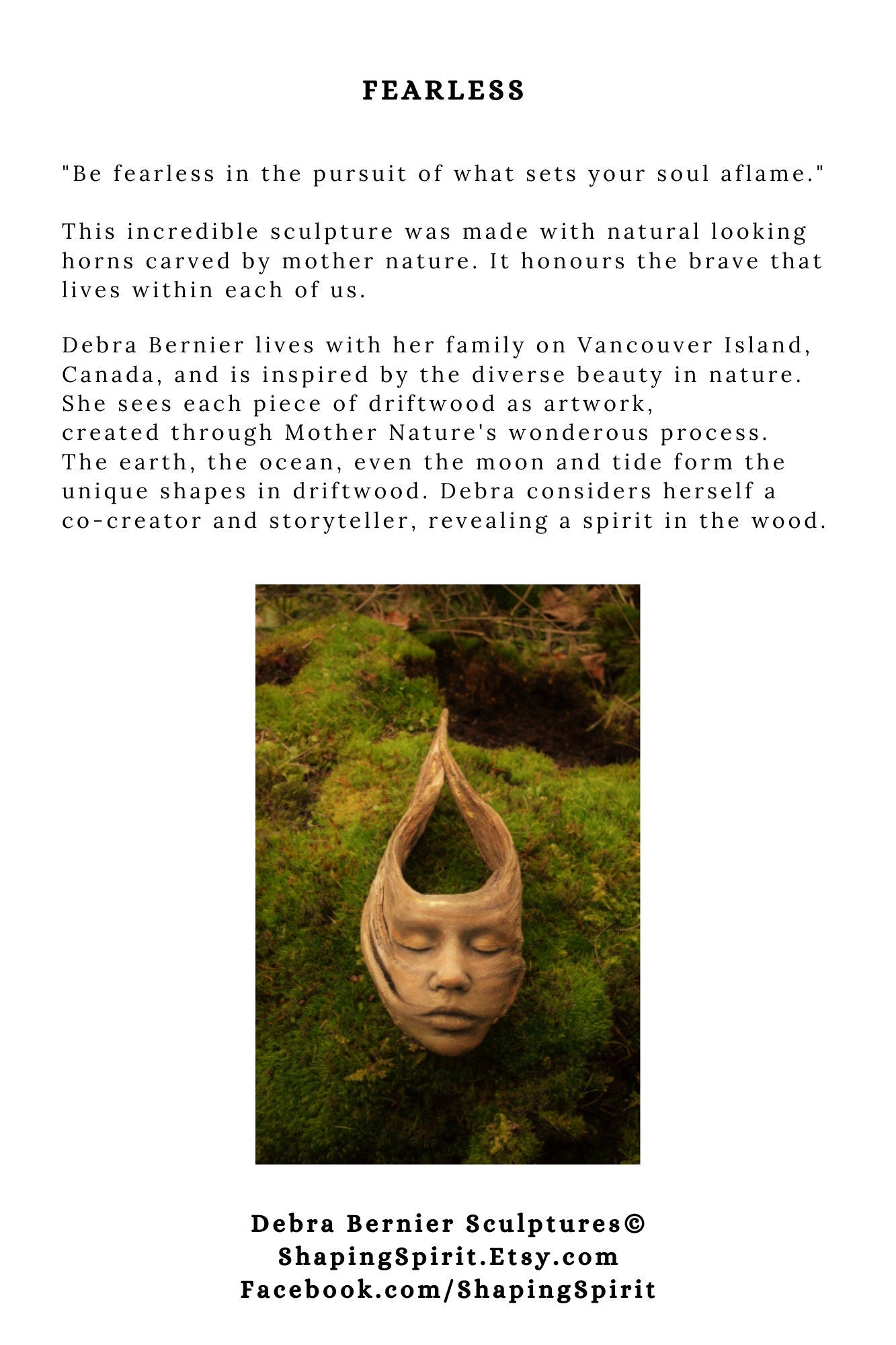 FREE SHIPPING - Art Card, Fearless, by Shaping Spirit, Debra Bernier