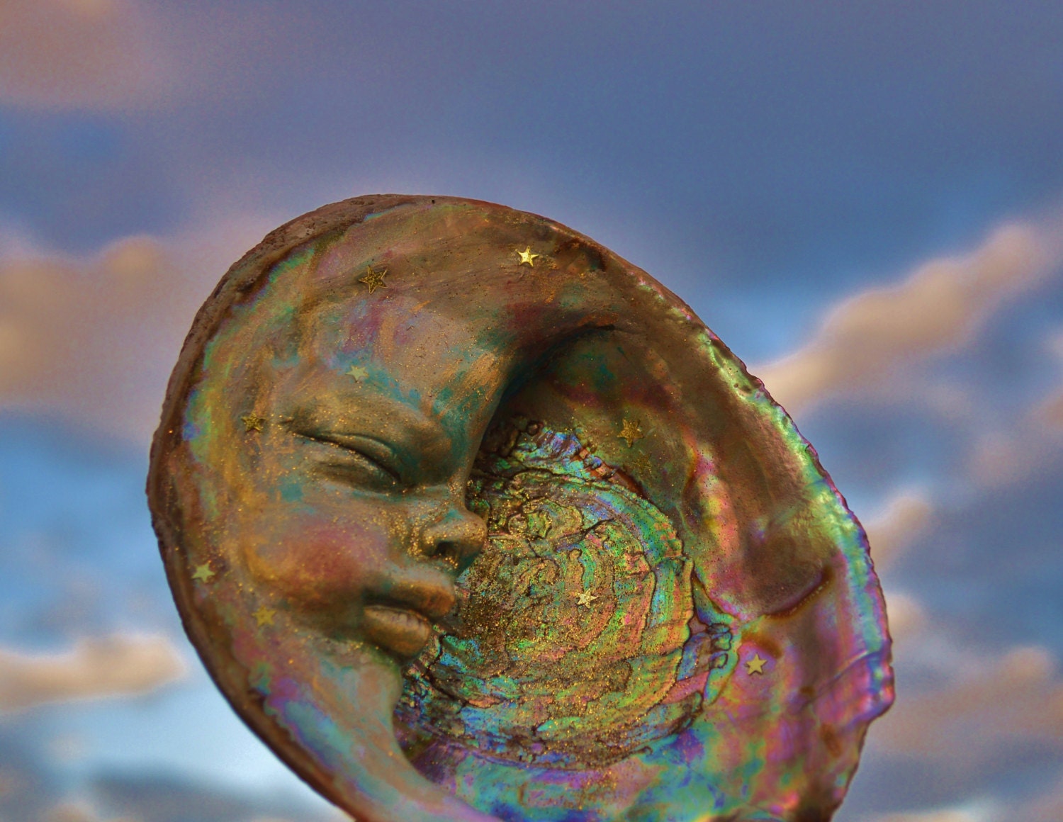 Baby Abalone Moon - Sculpture by Debra Bernier