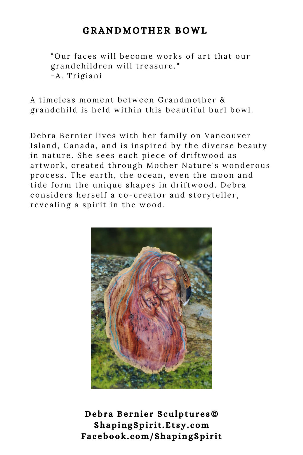 backside of inspirational art card featuring meaningful spiritual artwork by Debra Bernier