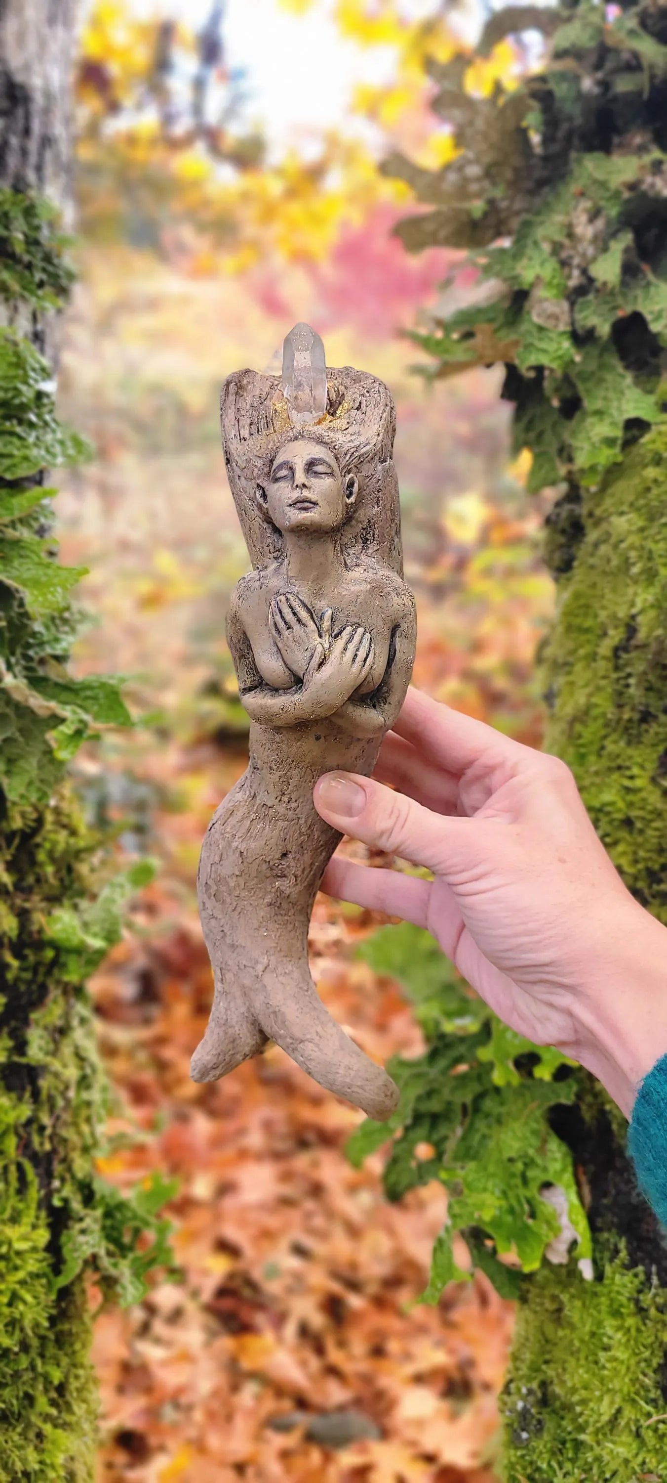 The Memory & Magic of Mermaids, Wooden Mermaid artwork, sculpture by Debra Bernier