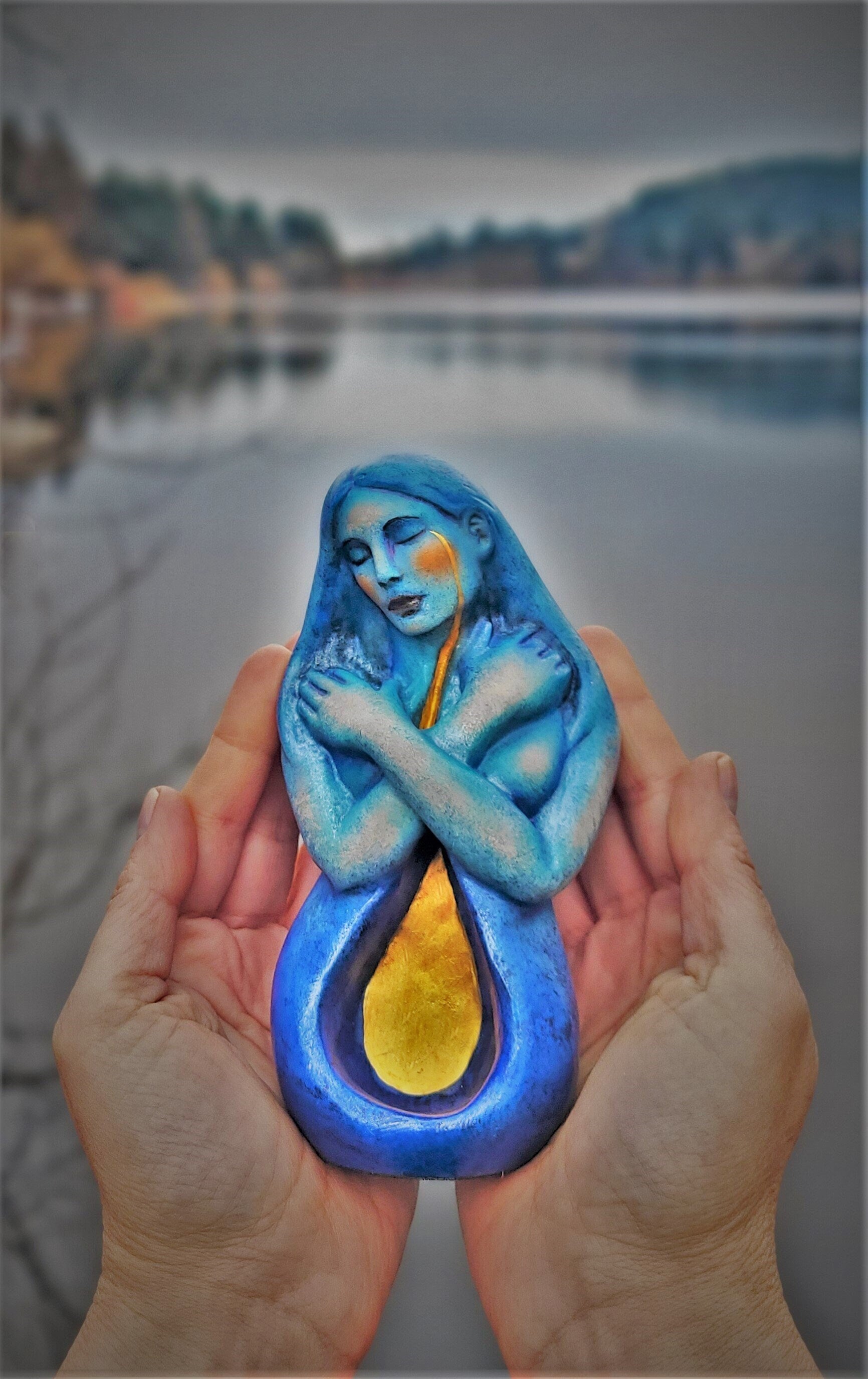 Inner Light spiritual feminine sculpture healing art symbolizing inner glow and self awareness by Debra Bernier