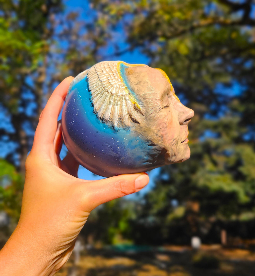 Close up of surface texture and hand sculpted detail on Memories in Me original sculpture