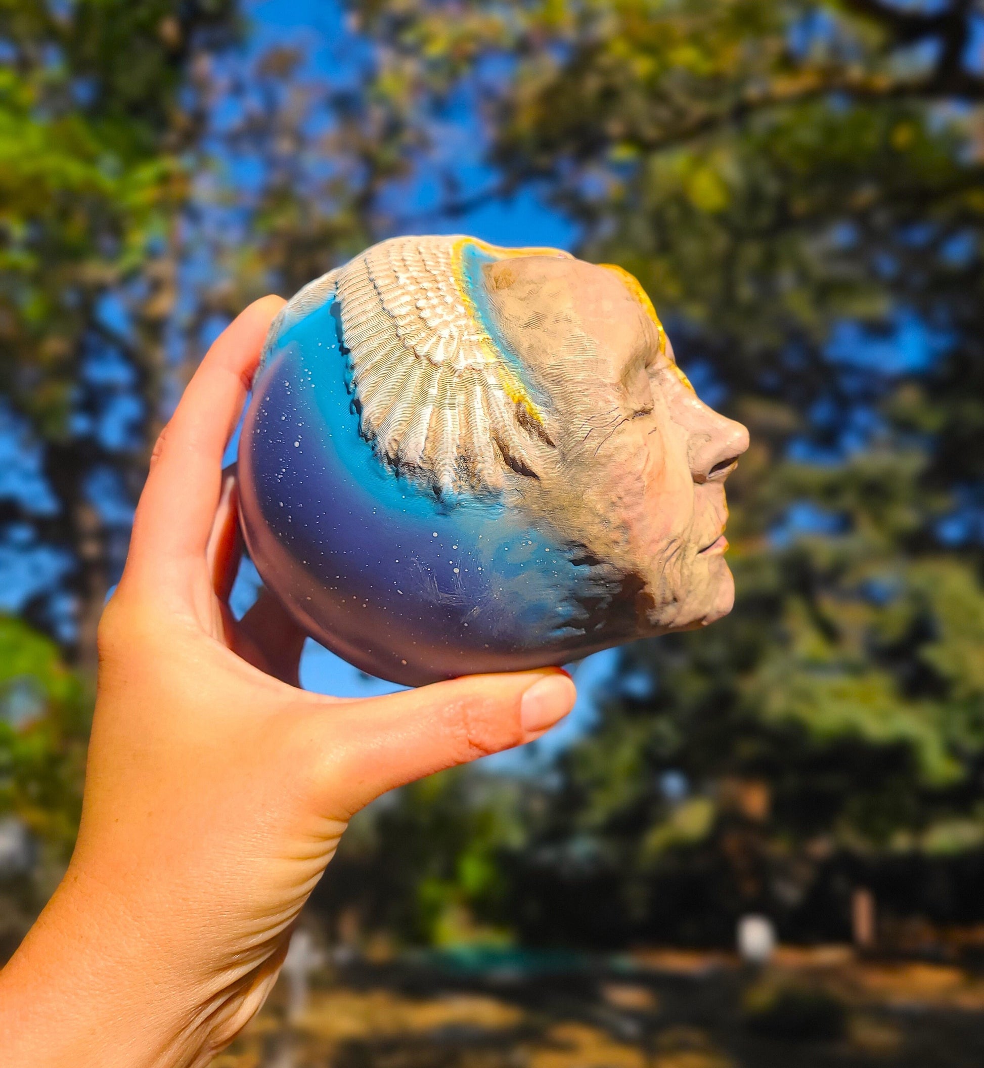 Close up of surface texture and hand sculpted detail on Memories in Me original sculpture