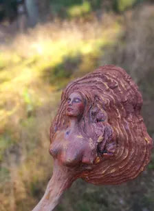Mushroom Woman Driftwood Wand Sculpture