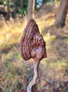 Mushroom Woman Driftwood Wand Sculpture