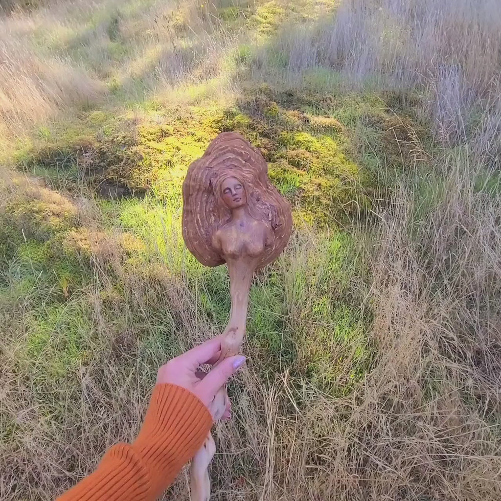 Mushroom Woman Driftwood Wand Sculpture