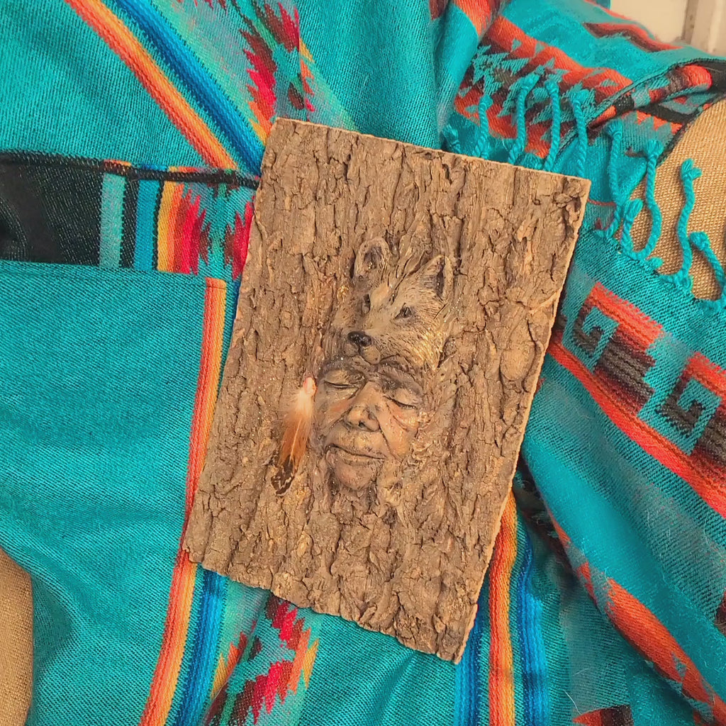 Wolf Spirit Tree Bark | Spiritual Sculpture