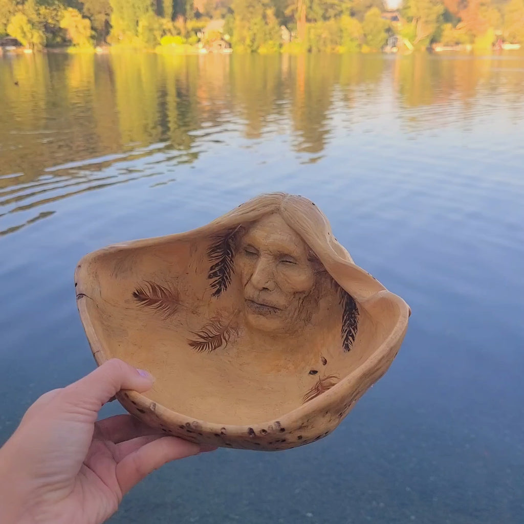 A Prayer To The Wind, Wood Burl Bowl, Spiritual Altar Sacred Elder