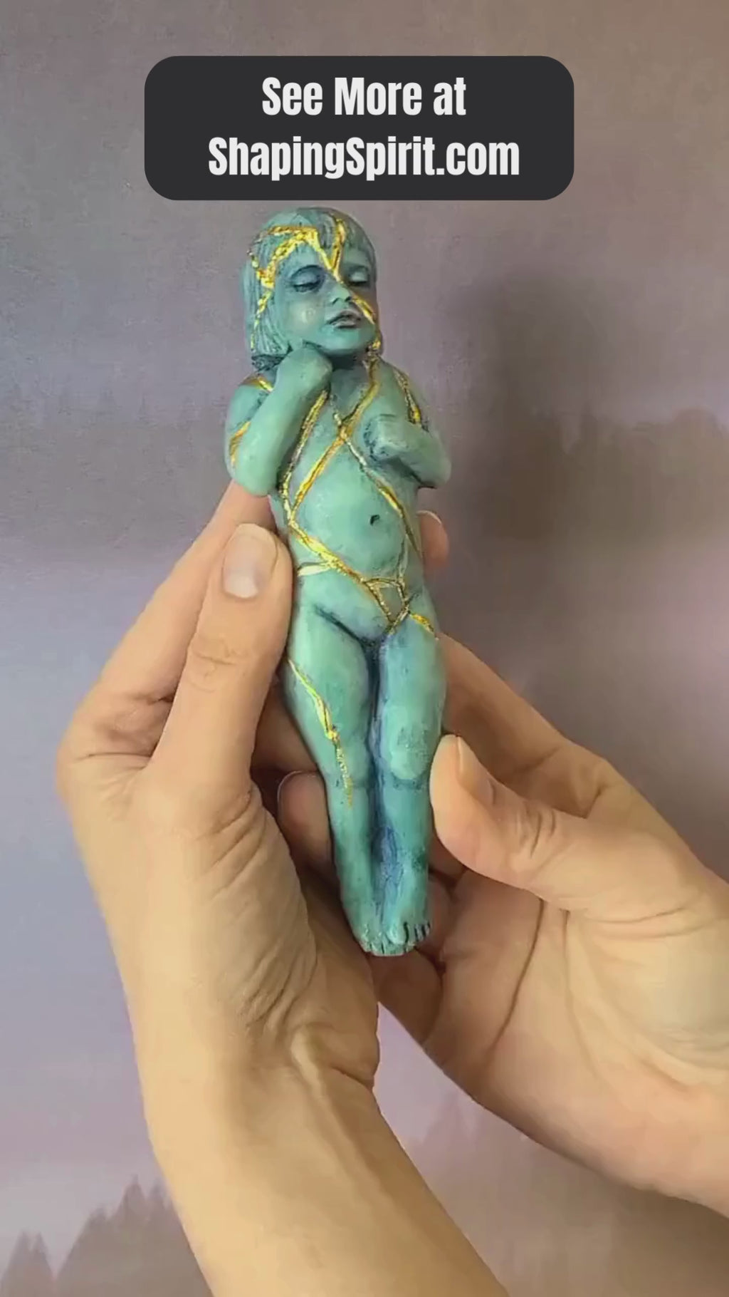 Kintsugi Child, Pink, Healing Sculpture, Limited Edition Shaping Spirit, Debra Bernier
