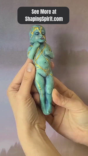 Short video highlighting the sculptural form, gold repair details, and symbolic meaning of the Kintsugi Child healing sculpture by artist Debra Bernier.