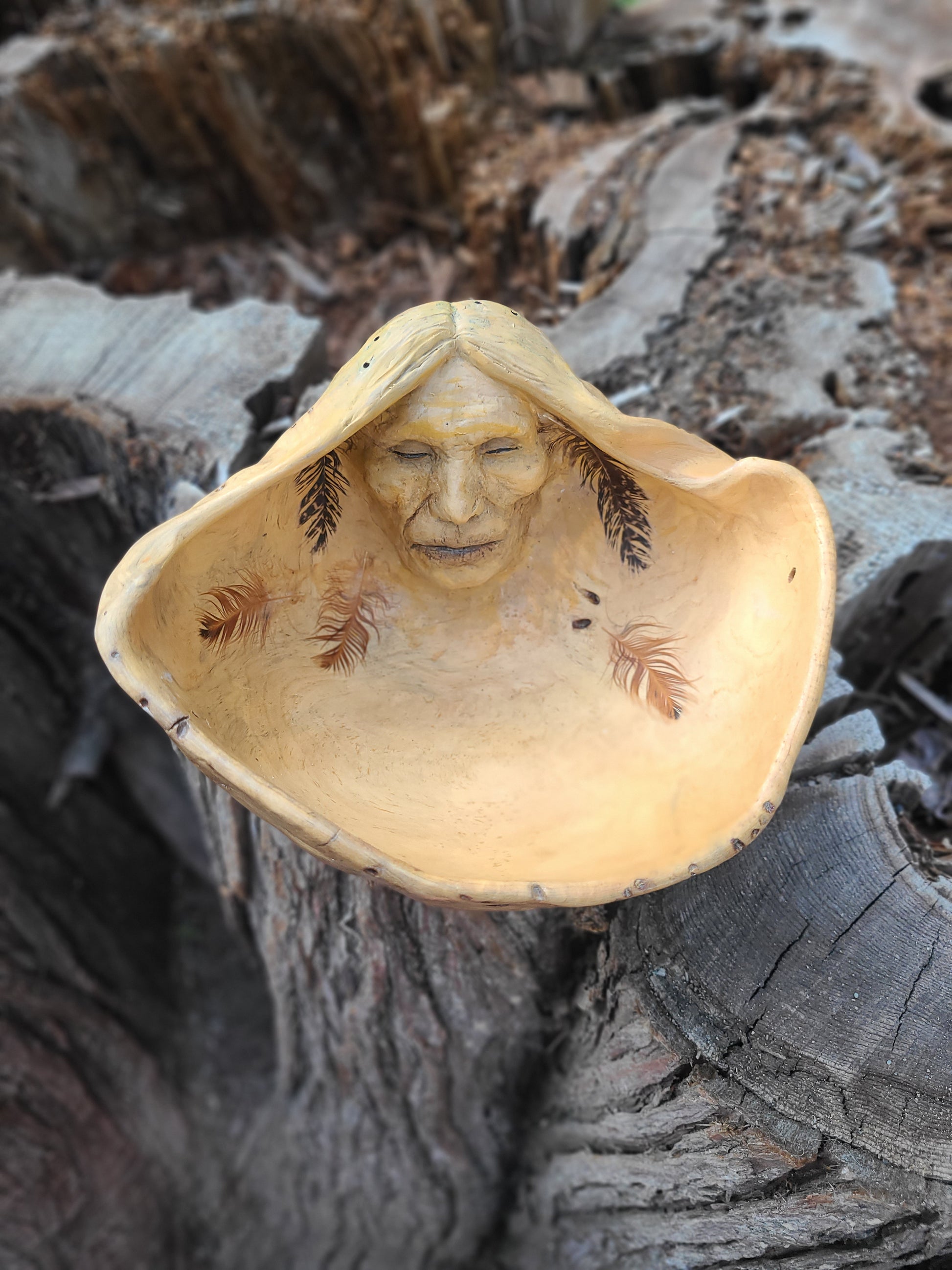 A Prayer To The Wind, Wood Burl Bowl, Spiritual Altar Sacred Elder