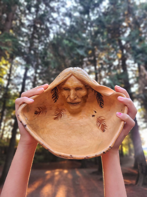 A Prayer To The Wind, Wood Burl Bowl, Spiritual Altar Sacred Elder