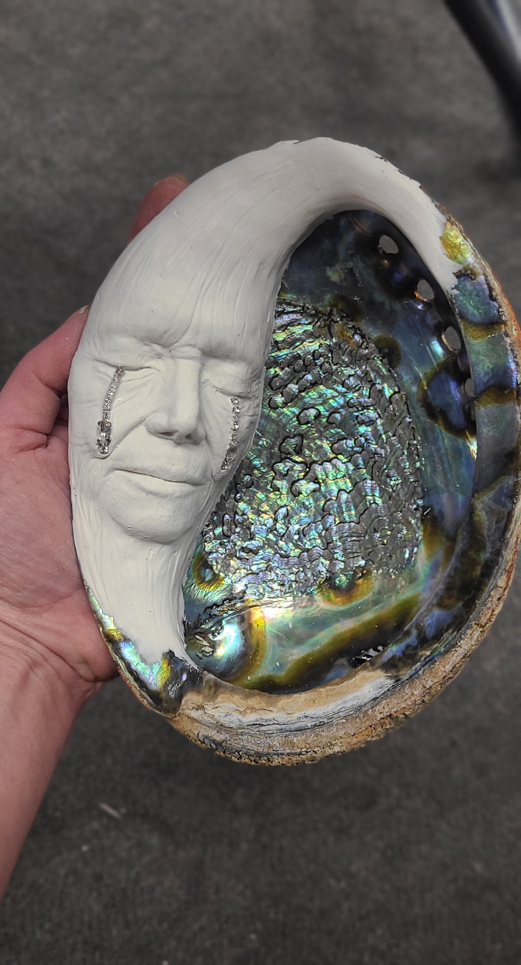 Moon of Sacred Tears | Abalone Shell Celestial Spiritual Sculpture