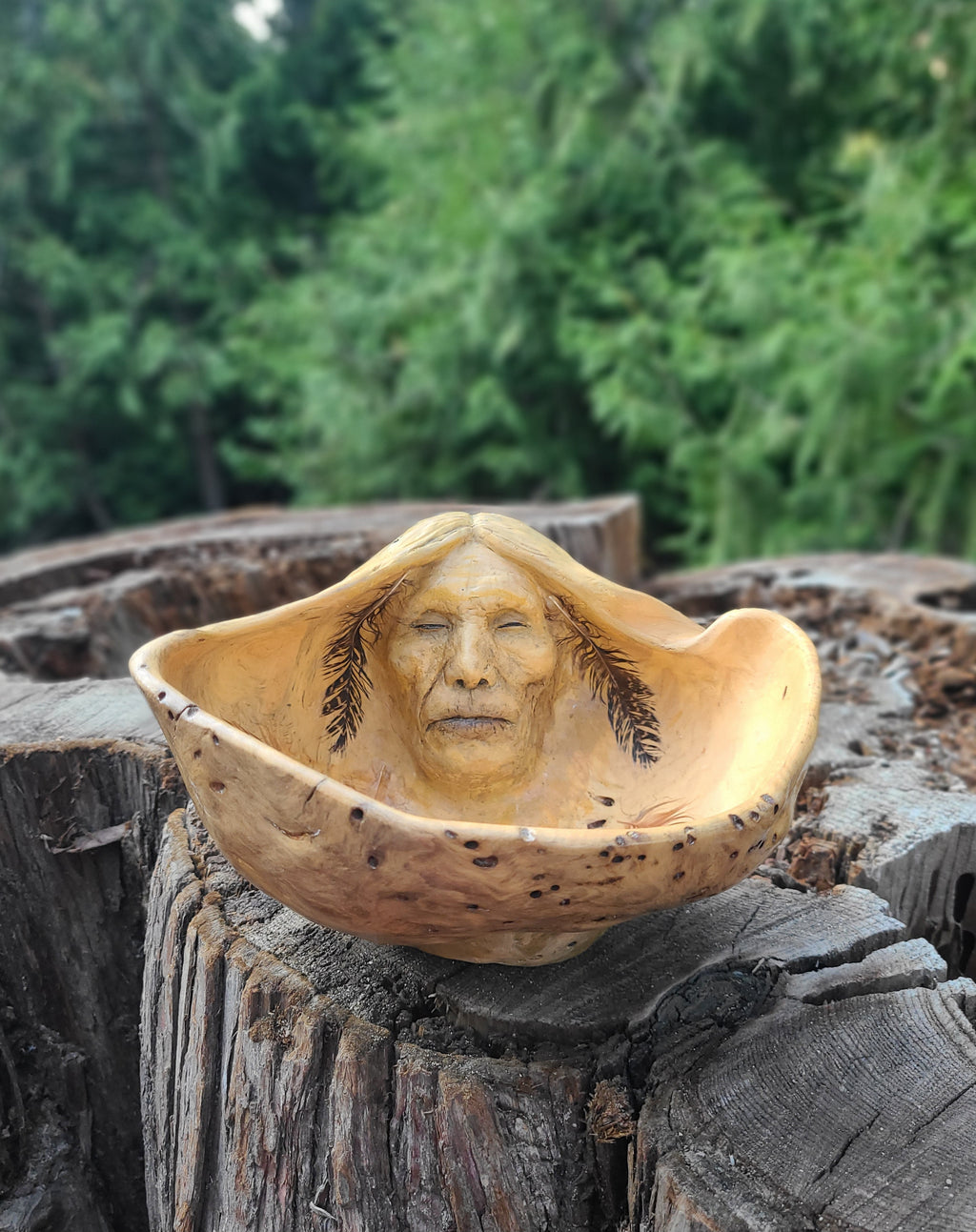 A Prayer To The Wind, Wood Burl Bowl, Spiritual Altar Sacred Elder