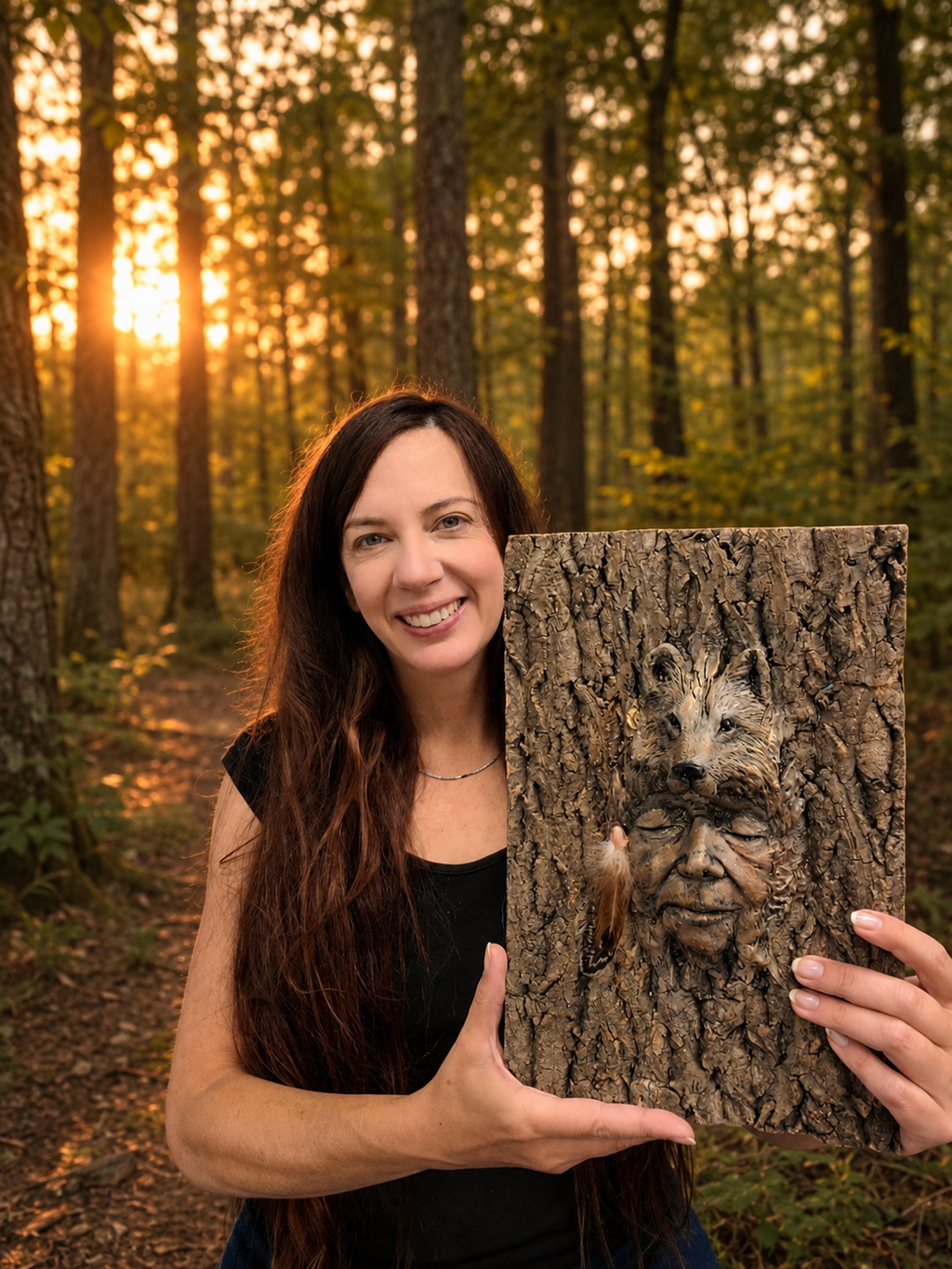 Wolf Spirit Tree Bark | Spiritual Sculpture