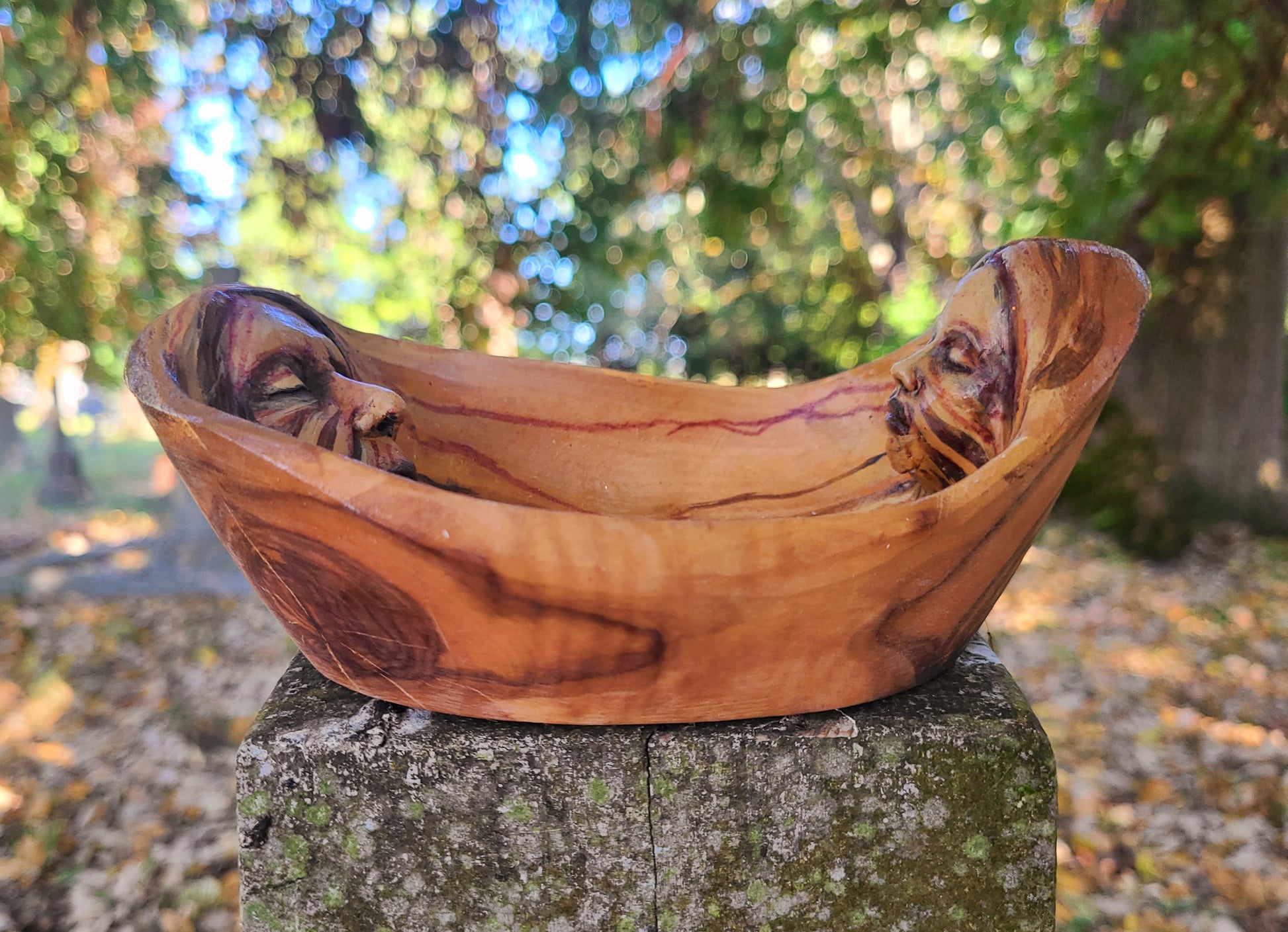 The Lives We Live, Wooden Bowl, Woman & Child by Debra Bernier, Shaping Spirit