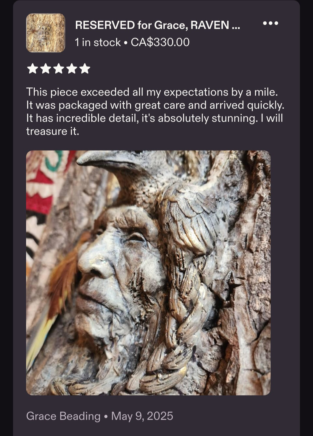 Raven Crow Spirit Tree Bark Sculpture - Transformation