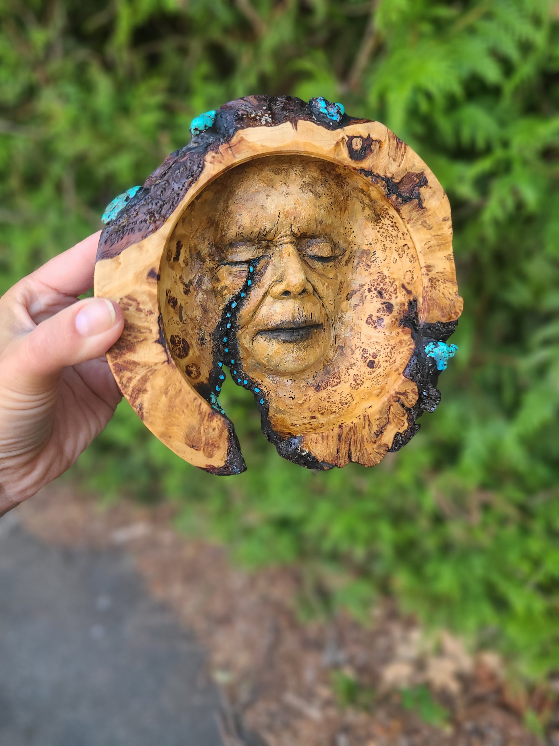 Cedar Wood & Turquoise Stone Tears, by Debra Bernier, Shaping Spirit