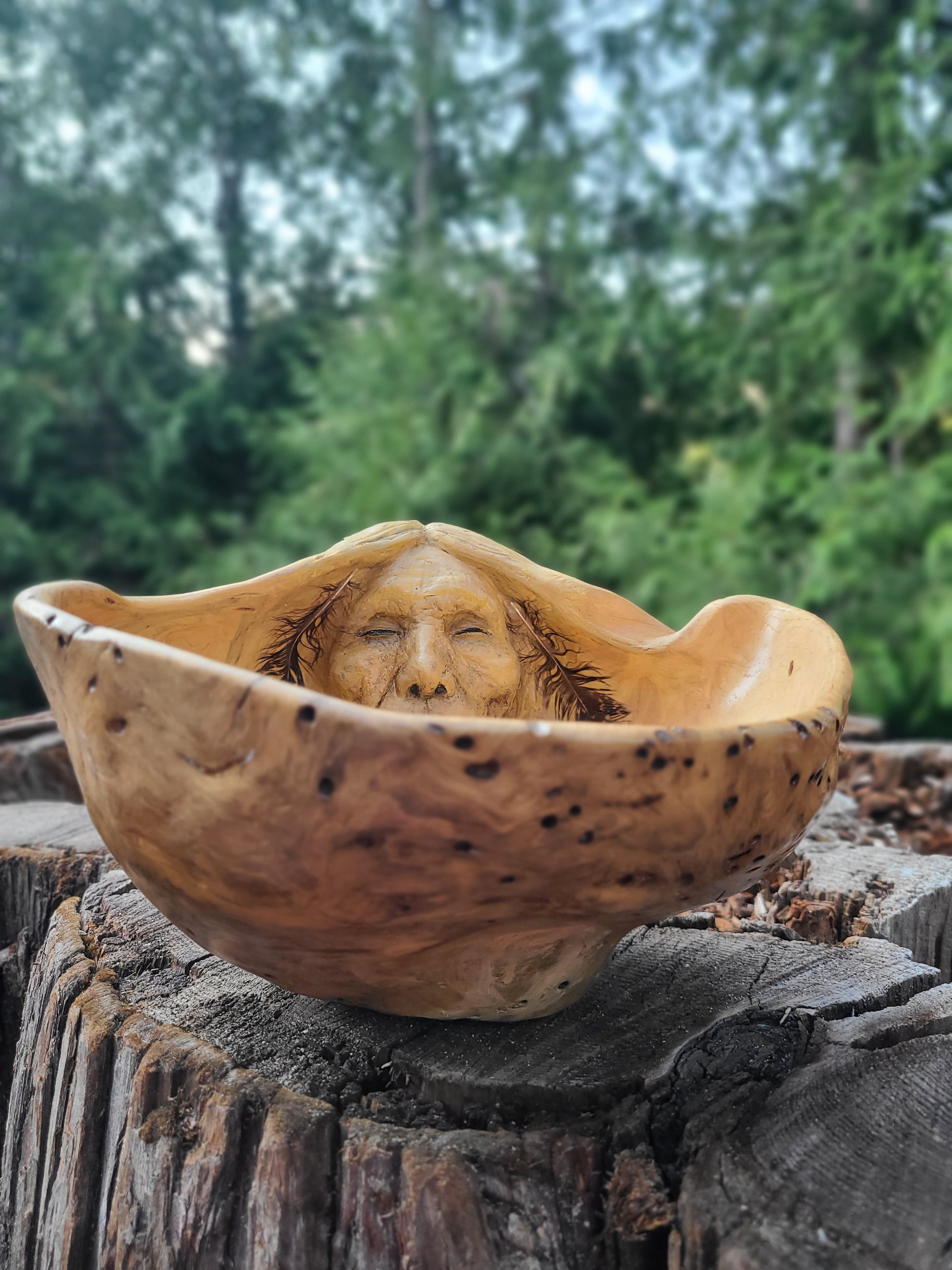 A Prayer To The Wind, Wood Burl Bowl, Spiritual Altar Sacred Elder