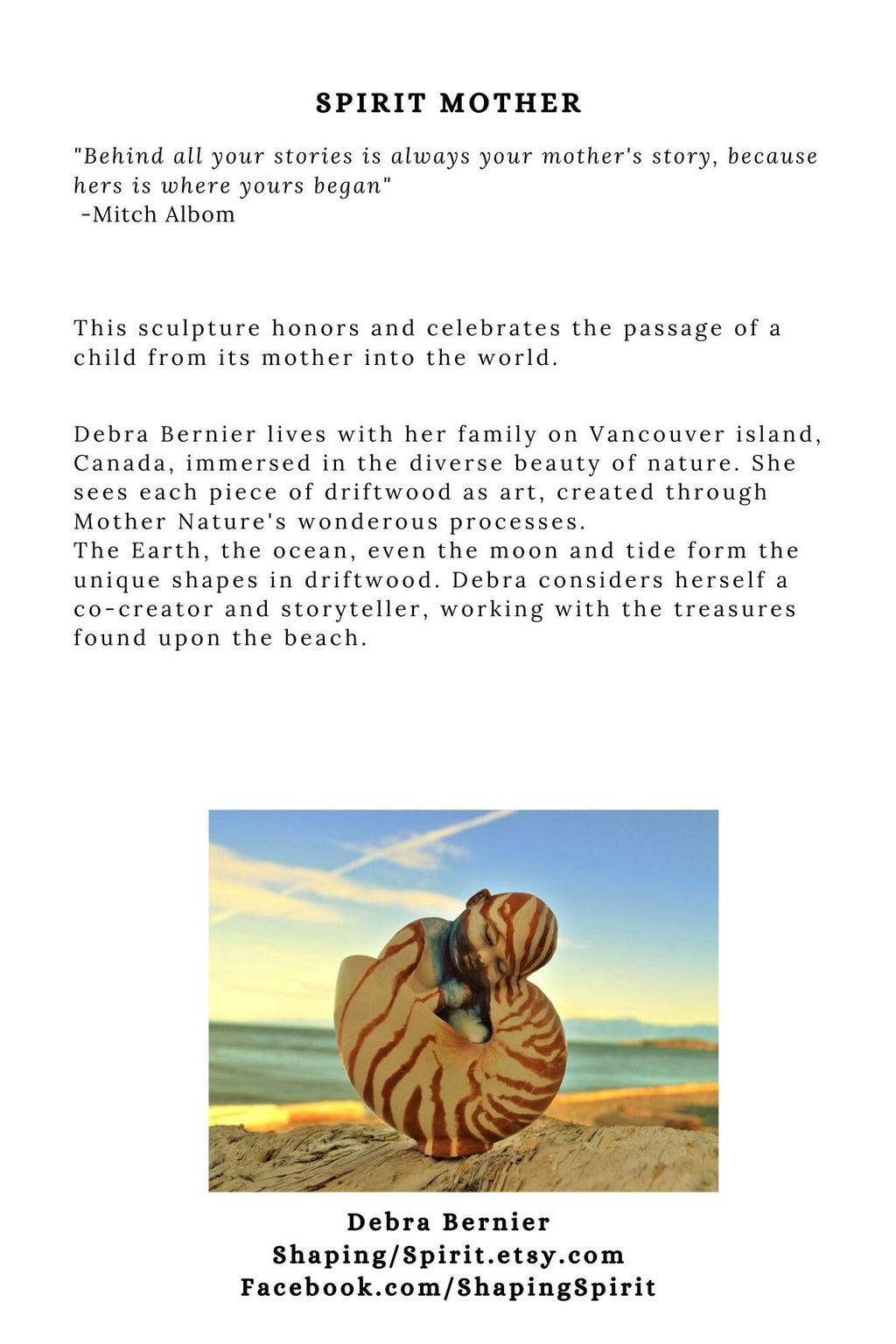 backside of inspirational art card featuring meaningful spiritual artwork by Debra Bernier