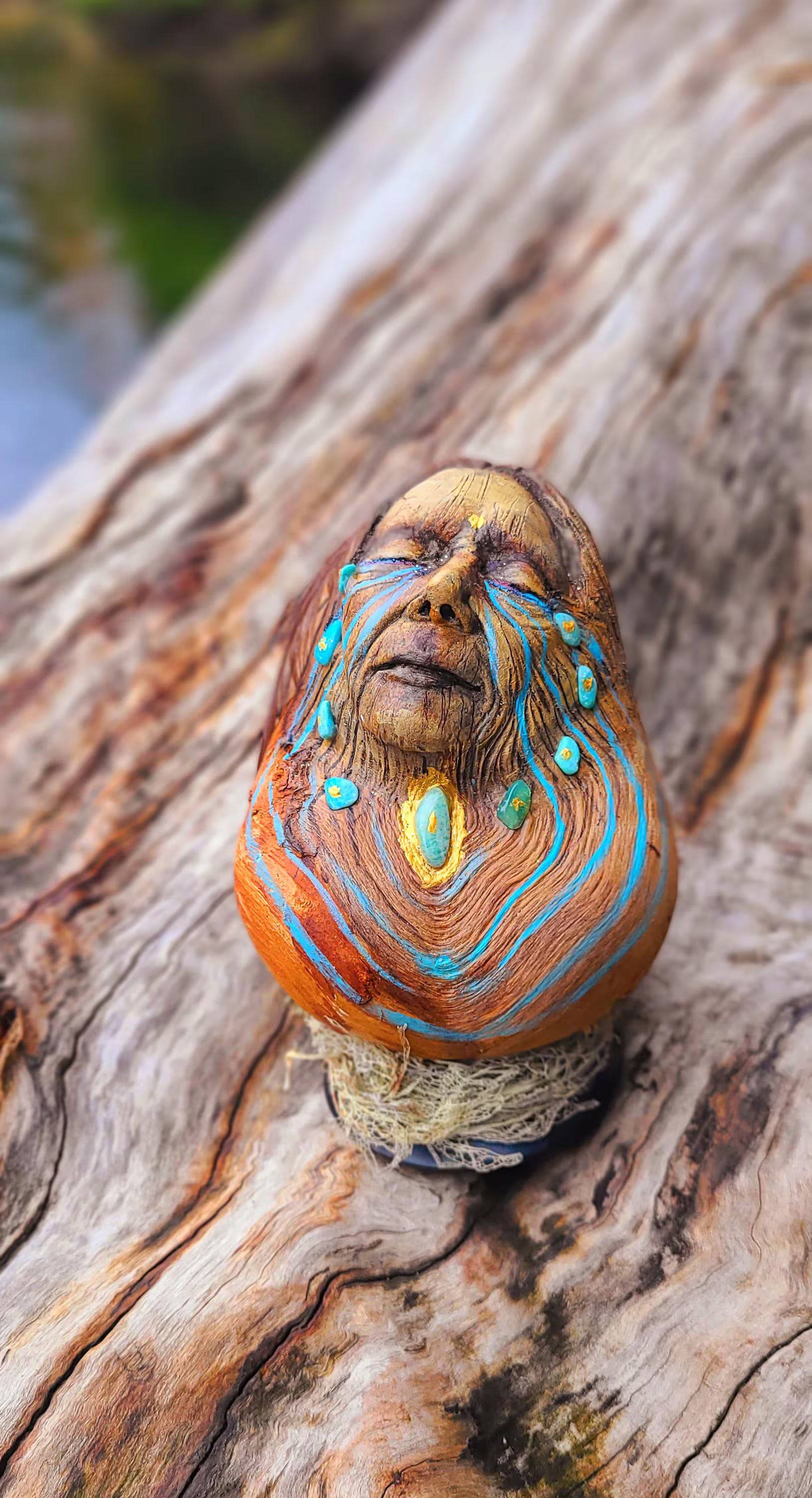 The Older I Get, The More Beautiful Life Becomes, Wood Burl Woman, Turquoise Stone Tears by Shaping Spirit, Debra Bernier