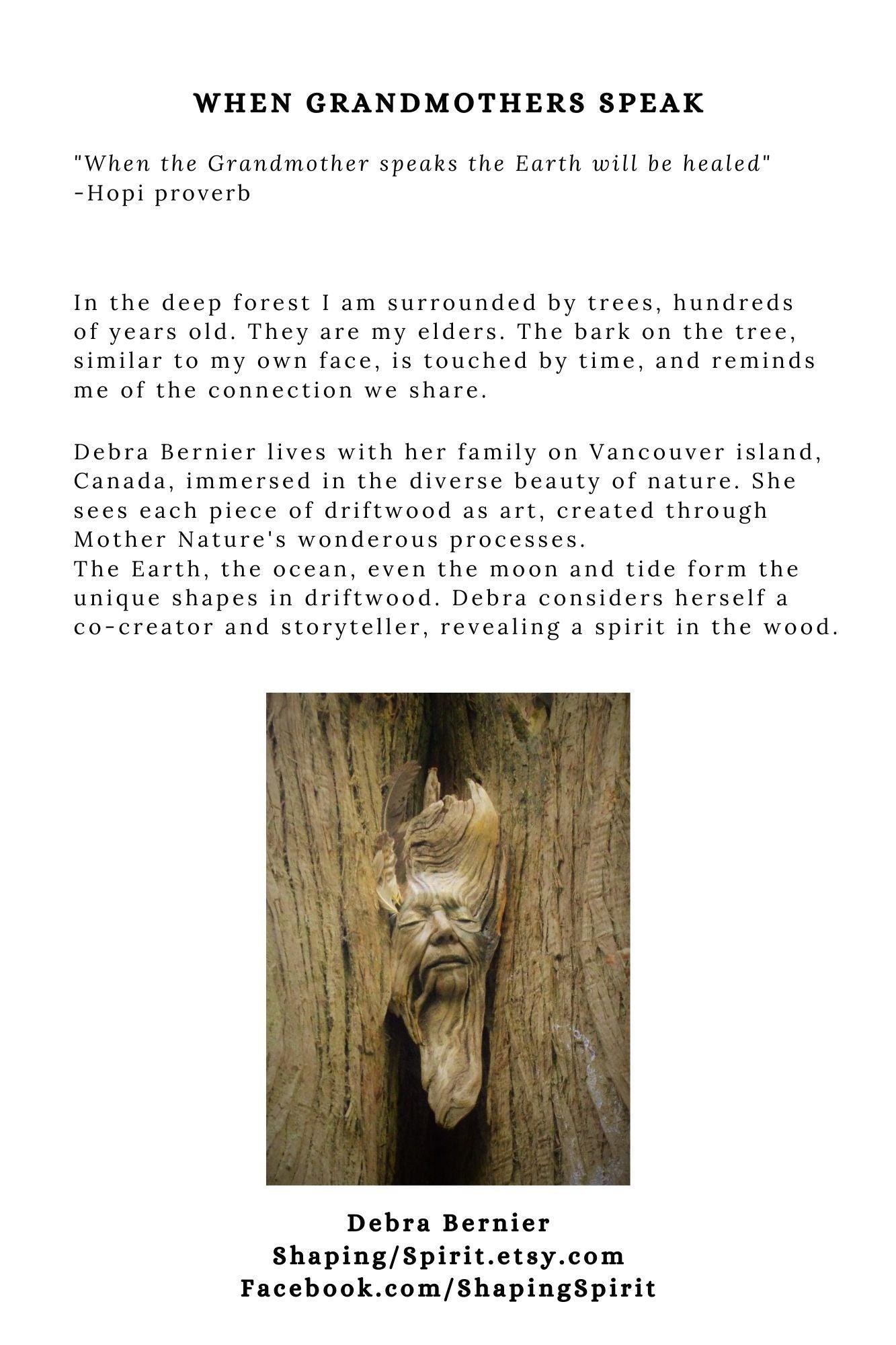 backside of inspirational art card featuring meaningful spiritual artwork by Debra Bernier