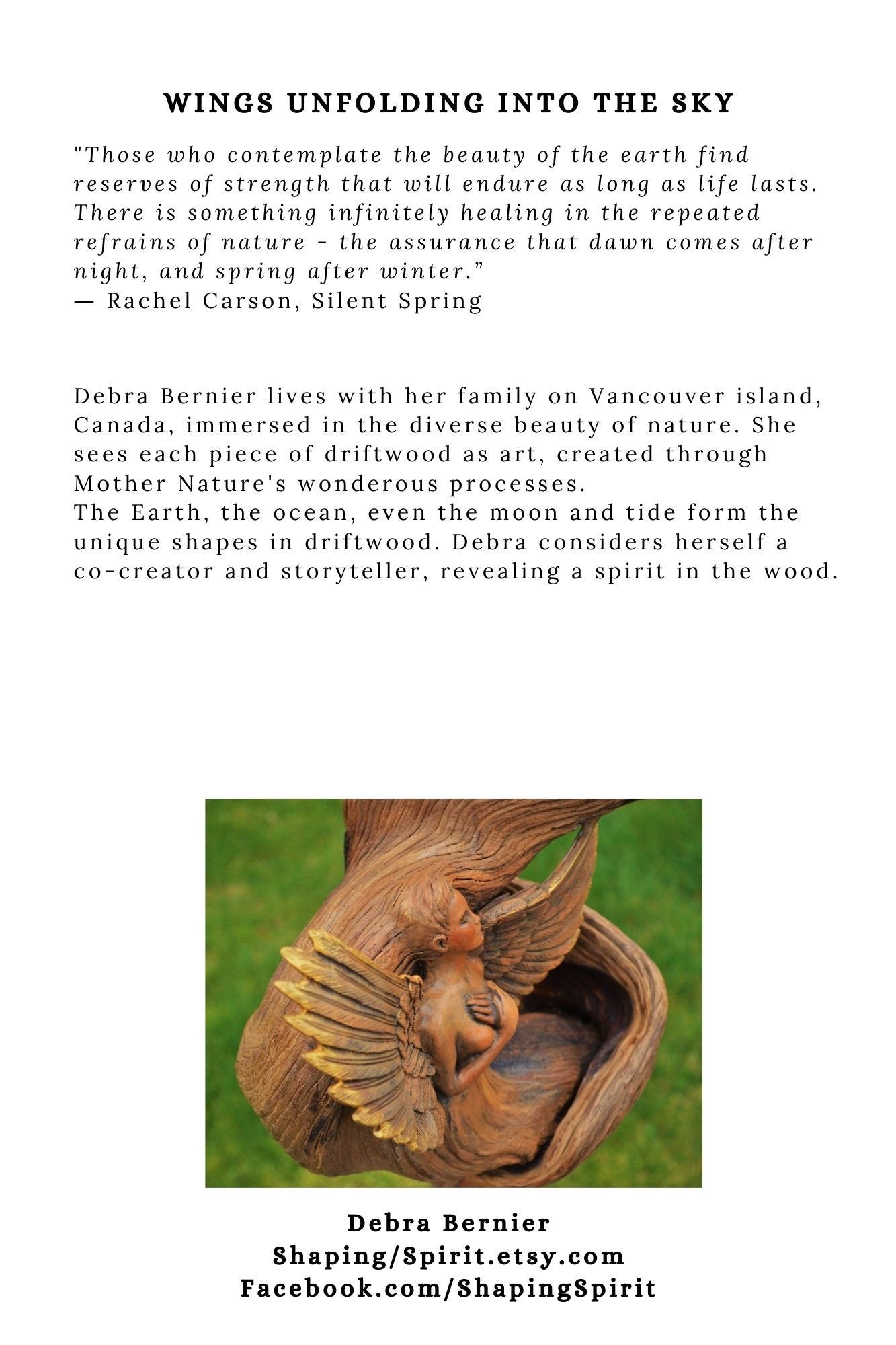 backside of inspirational art card featuring meaningful spiritual artwork by Debra Bernier